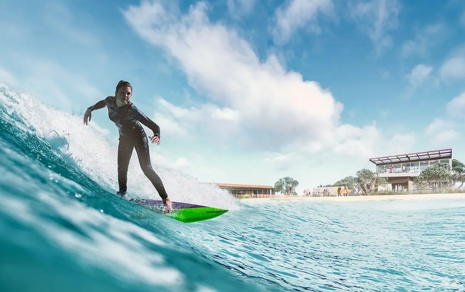 Developer Aventuur plans an artificial surf lagoon (pictured), warmed by heat from a Spark data centre.