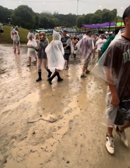 Muddy conditions at Rhythm and Vines music festival on New Year's Eve 2024.