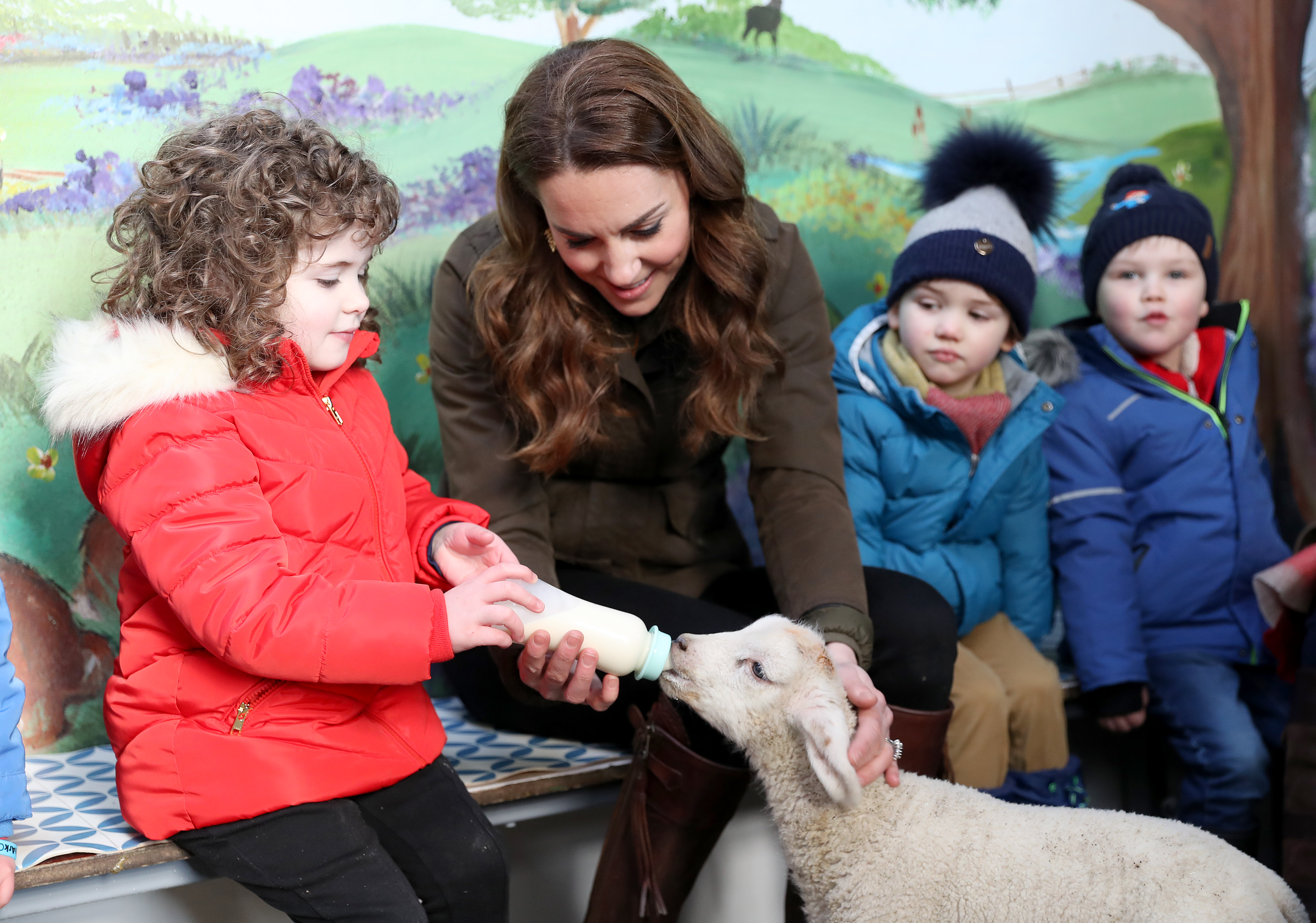 The Princess meets children from two local nurseries during a visit to The Ark Open Farm in Newtownards, Northern Ireland. The visit was part of her Early Years Foundation Survey. Photo / Getty Images