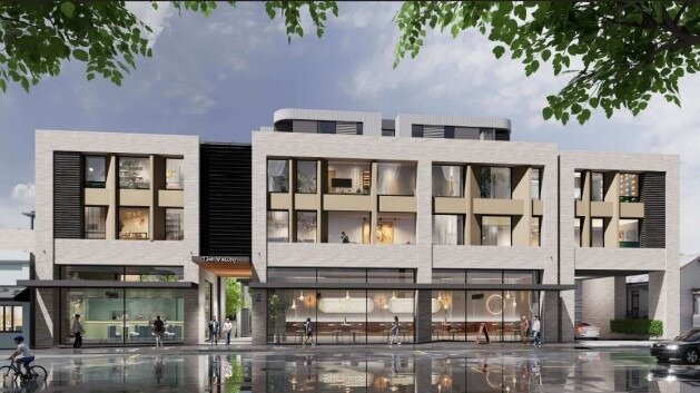 A mixed-use commercial and apartment project by Precinct Properties, currently in development on Valley Rd in Mt Eden. Image / Barker & Associates