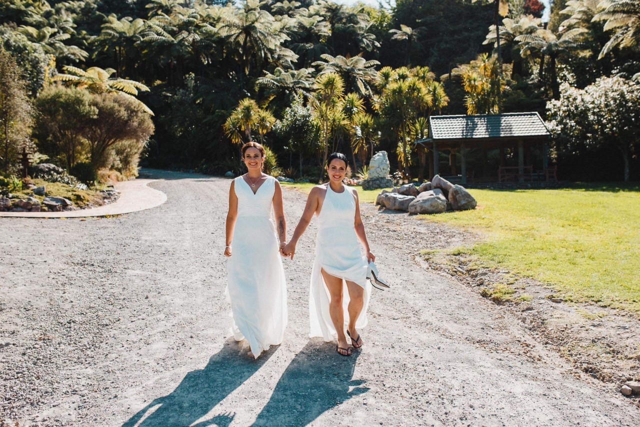 Nicole (left) and Jenagh have been married for five years after meeting nine years ago at a Zumba exercise class that Nicole was instructing.