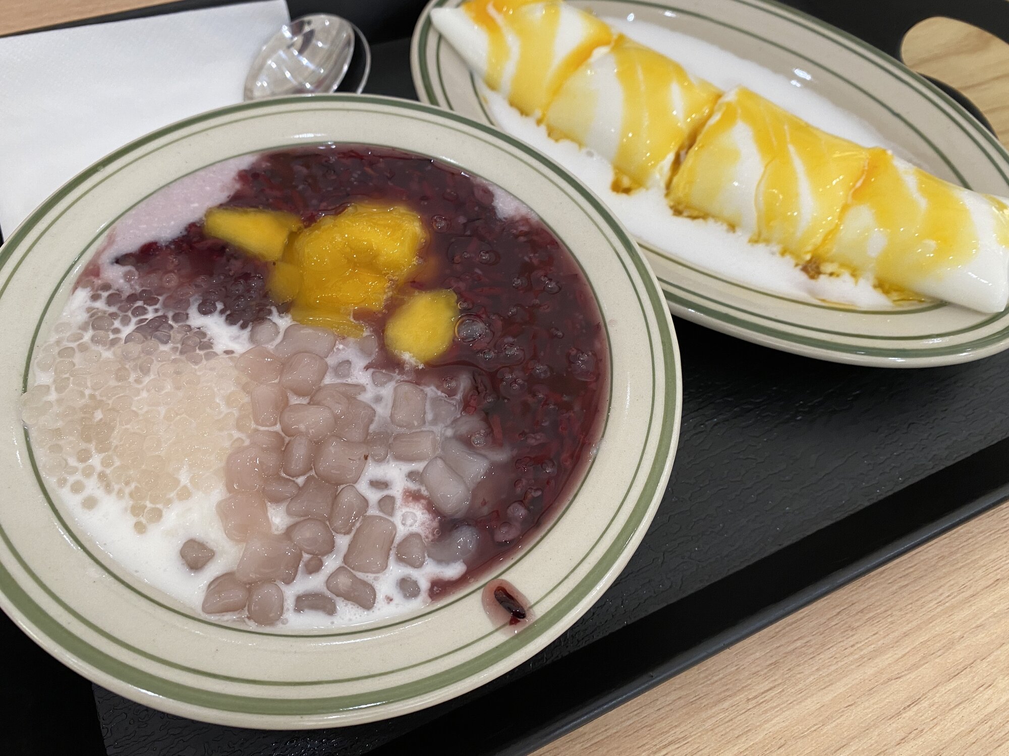 Desserts featuring mango and mashed taro from Aroma Dessert Studio on Auckland's Dominion Rd.