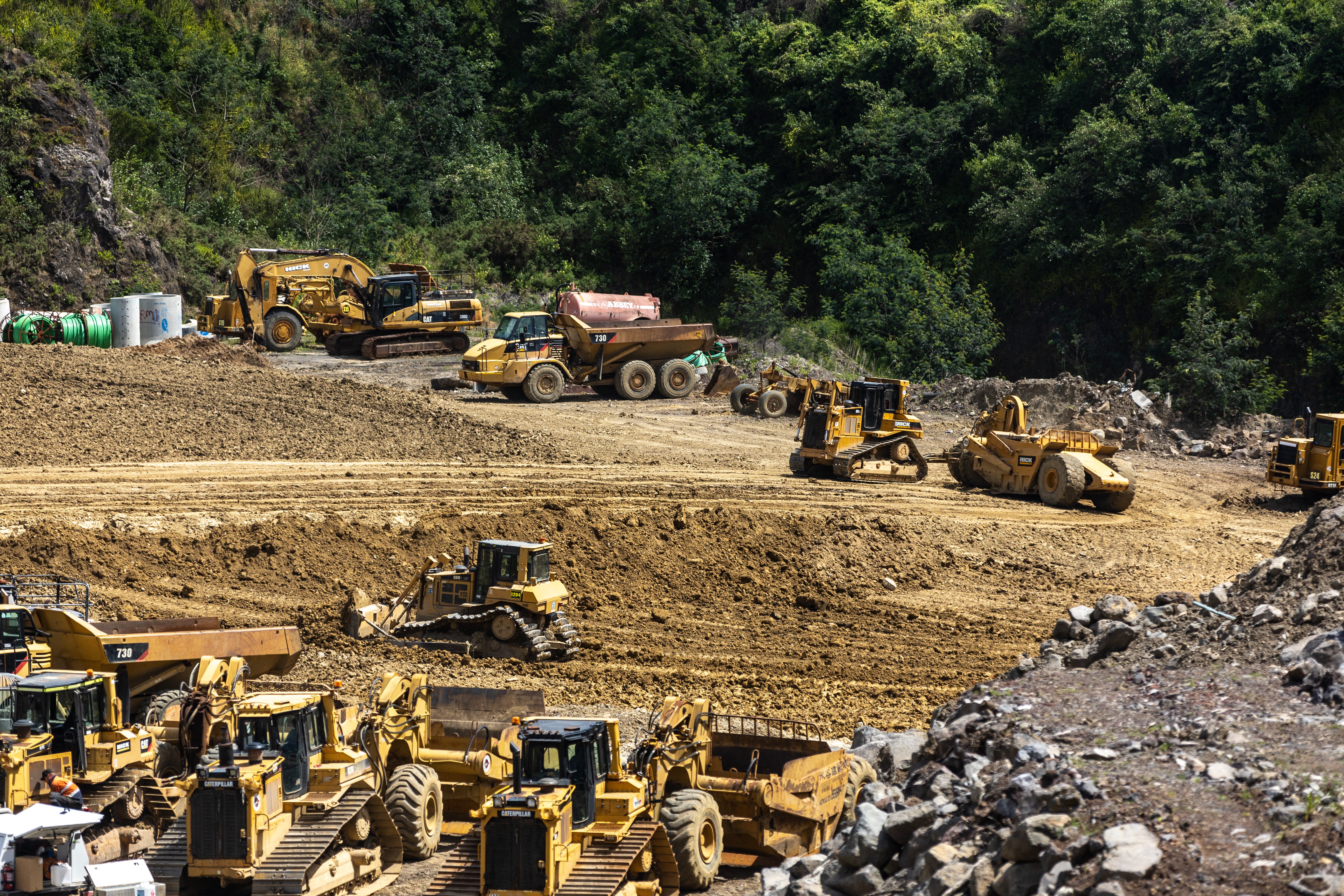 Site stabilisation under way at Fletcher Living's ex-Three Kings quarry. Photo / Michael Craig