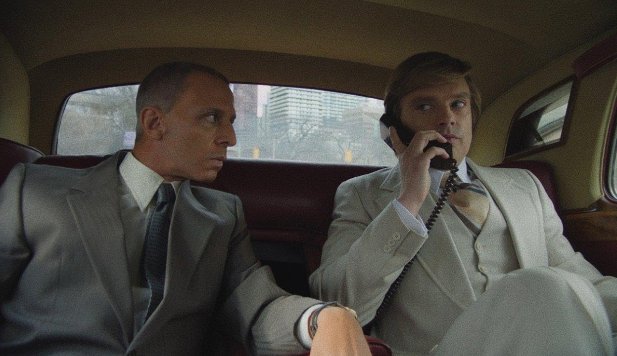 Jeremy Strong as the fixer Roy Cohn and Sebastian Stan as Donald Trump in The Apprentice, set to debut in US cinemas before the presidential election. Photo / Tailored Films