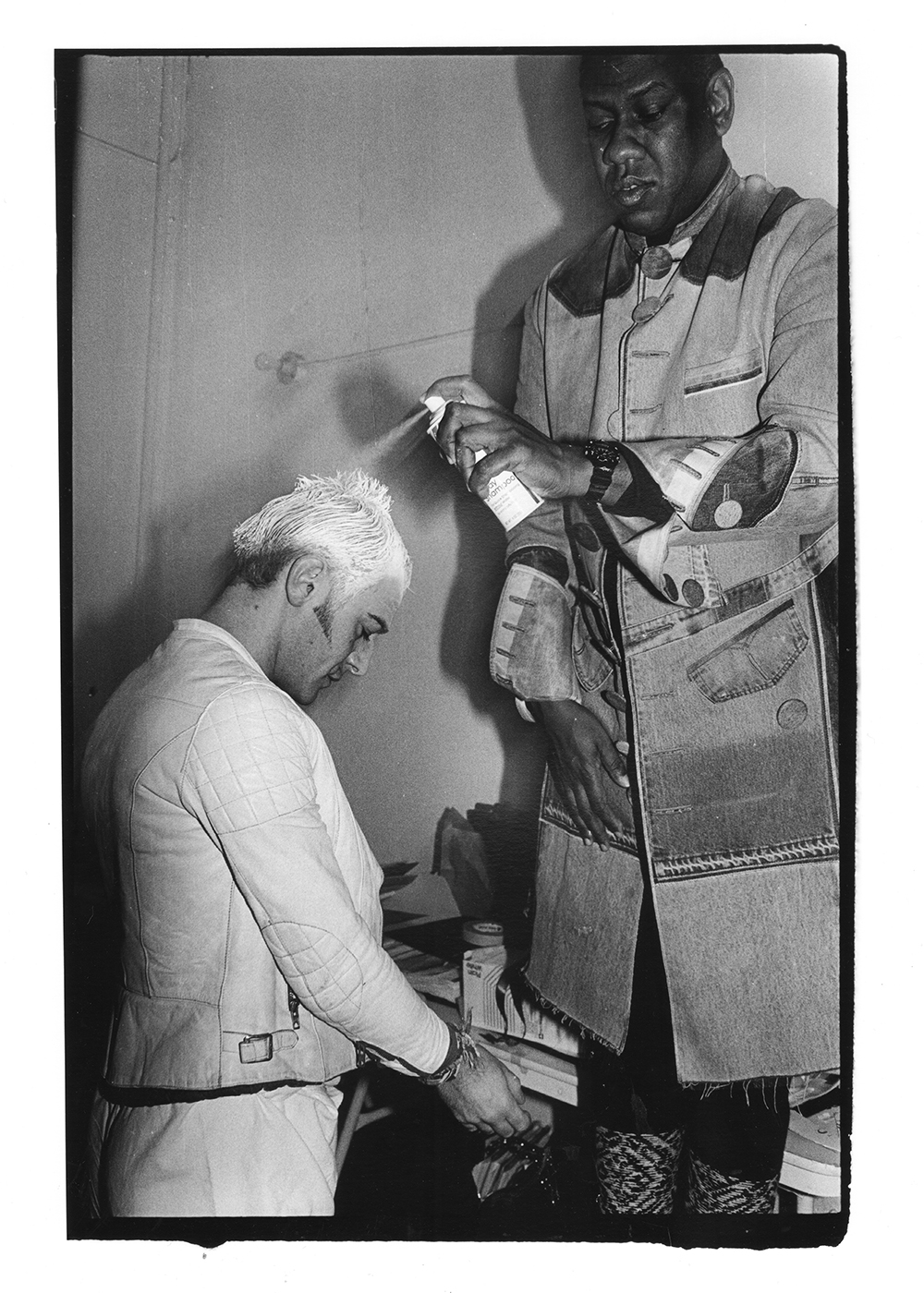 André Leon Talley prepping John Galliano for a shoot at the Industria studio in Manhattan in 1993. Photo / Dafydd Jones via The New York Times