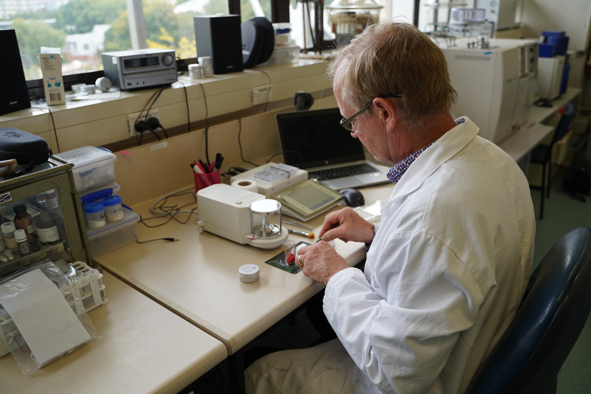A scientist at an Oritain lab. The firm was co-founded by Professor Russell Frew - a geochemist who realised his research at Otago University could be applied to the problem of fraud in global supply chains. Photo / Supplied