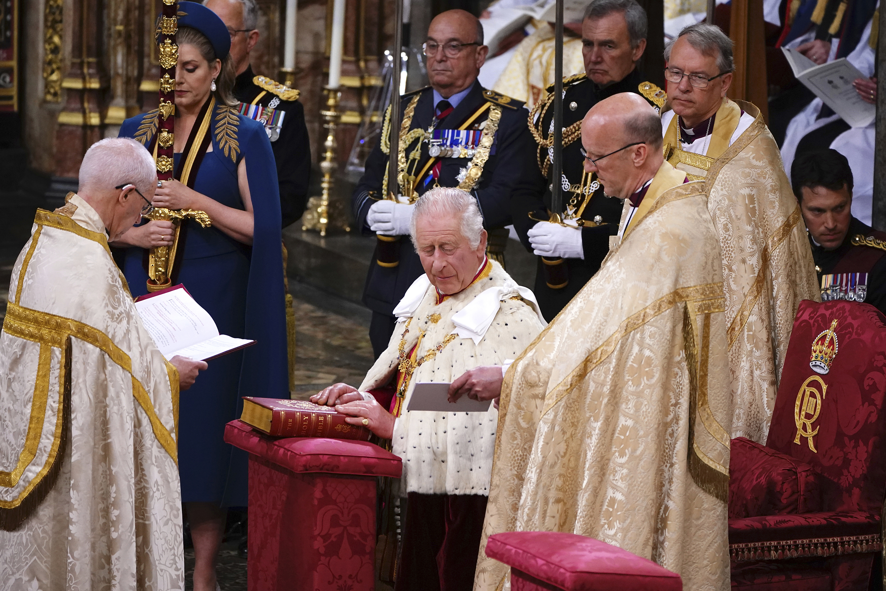 Britain's King Charles III during the coronation ceremony in Westminster Abbey. Photo / AP