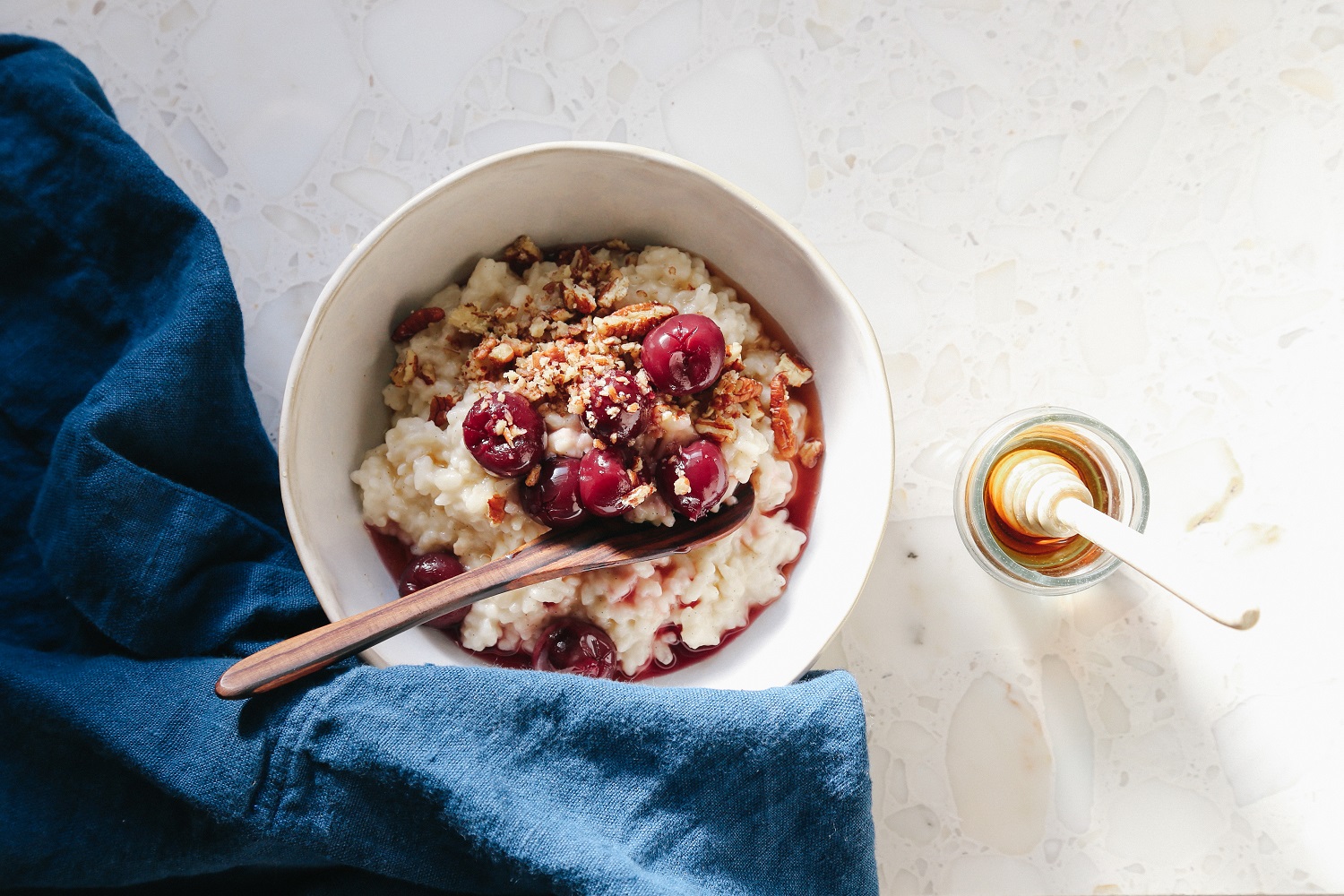 Serve this rice pudding topped with preserved fruit. Photo / Eleanor Ozich