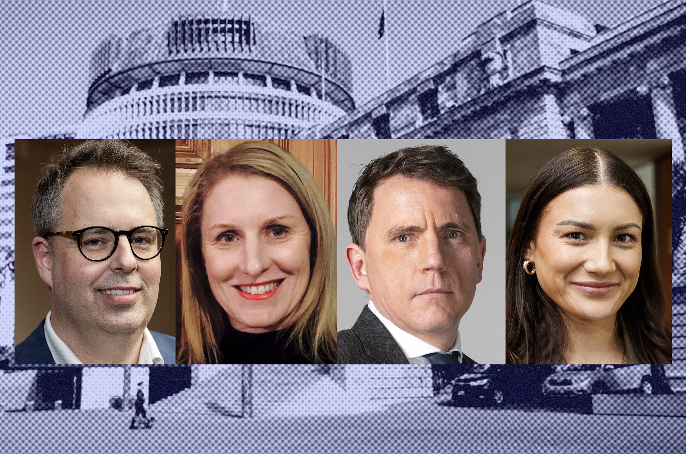 Chief of staff Cameron Burrows, deputy chief of staff Julie Ash, chief press secretary Hamish Rutherford and deputy chief press secretary Jasmine Higginson. Photo / NZME