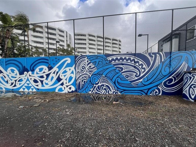 New art by Caine Taihuia and Uira Nahi on the Auckland rail network. Photo / KiwiRail