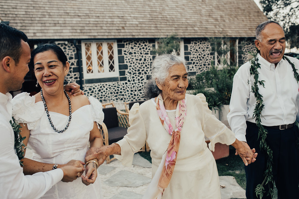 Dan with mother Kelly, and grandparents Taualofa and Atunaisa. Photo / Anna Kidman.