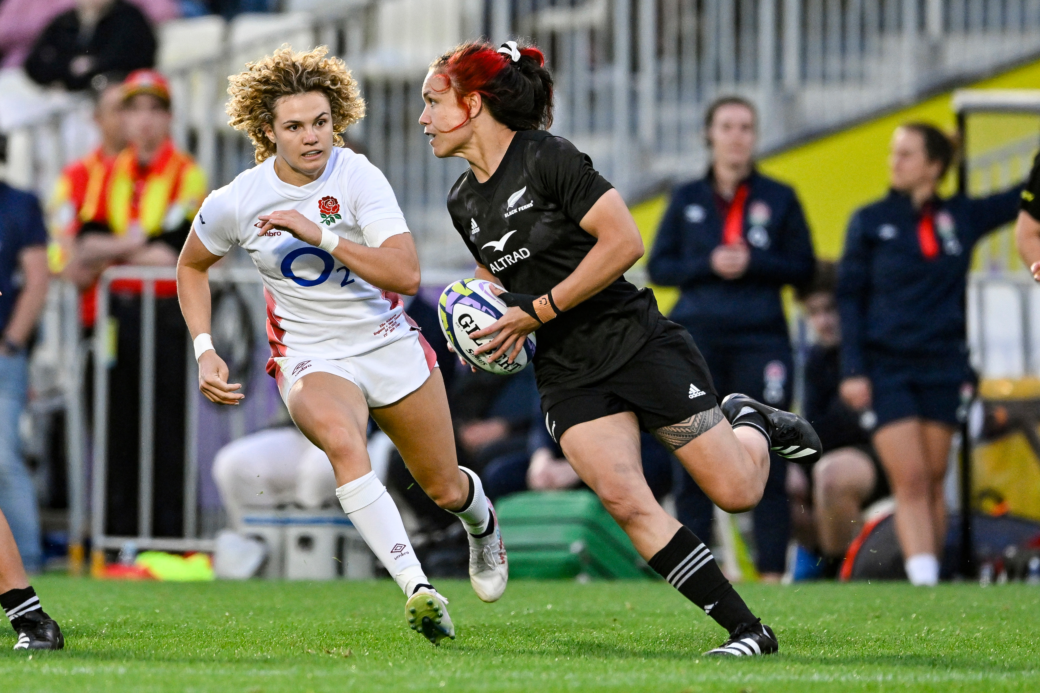 Black Ferns star Ruby Tui in action against the England Red Roses during the WXV 1 final. Photosport