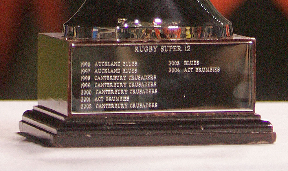 The first Super 12 trophy had room for the names of 56 winners. The competition lasted only 10 years. Photo / Photosport