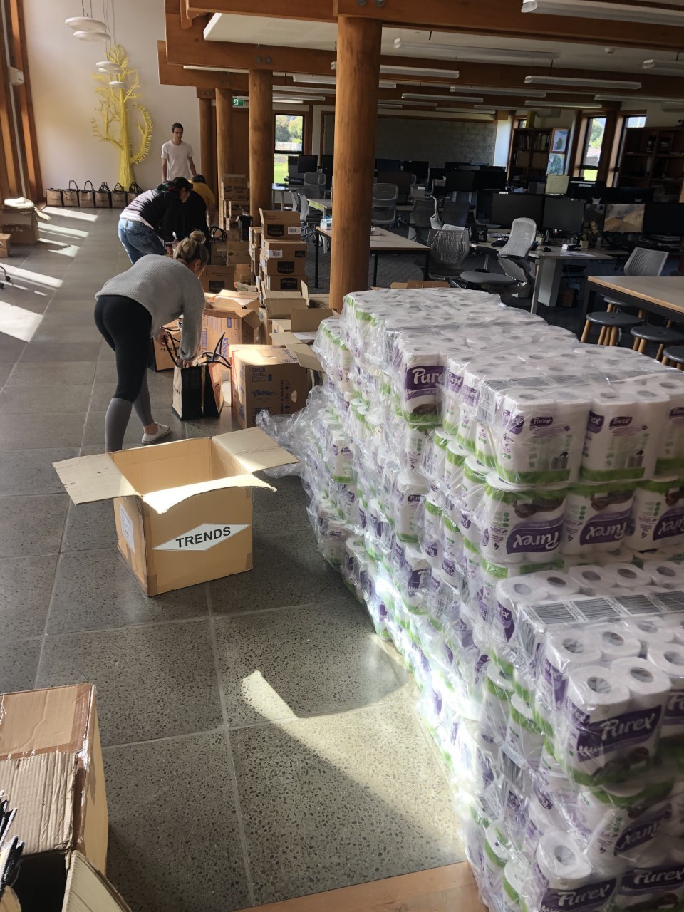 Te Urewera iwi helpers organise care packages for the vulnerable people in their 5000-plus popualation within the national park region. Photo / Supplied