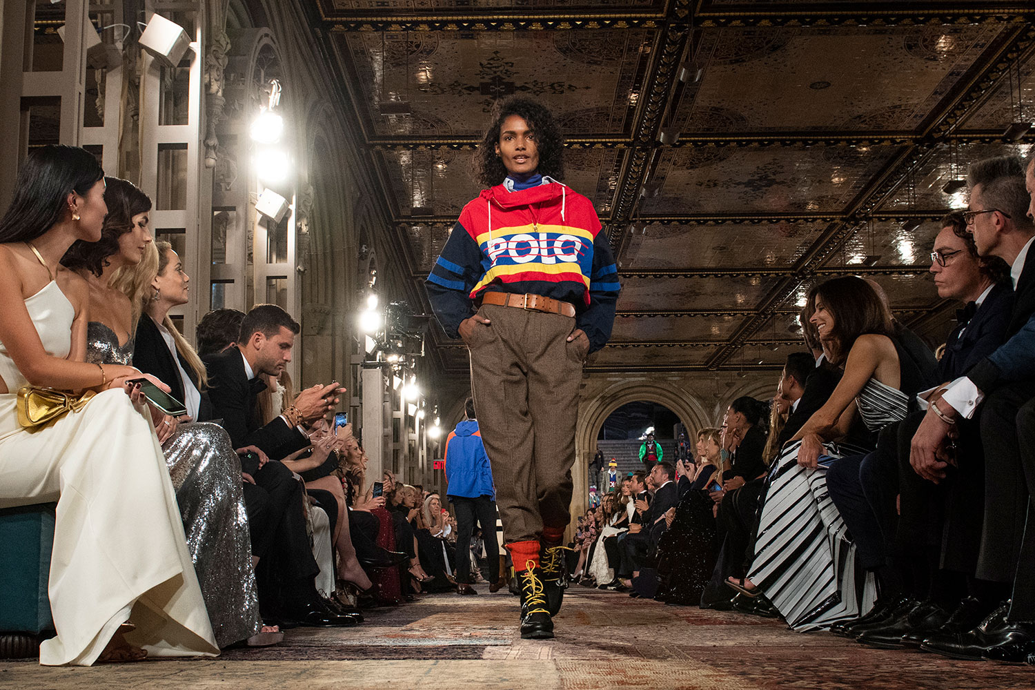 A model walks the runway at Ralph Lauren’s 50th Anniversary Runway show at Central Park. Photo / Getty Images