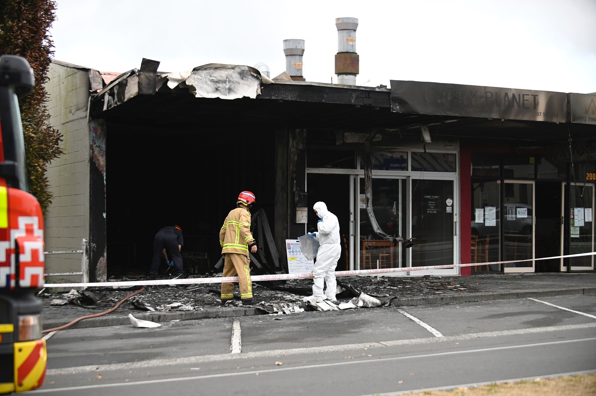 A barber shop and tattoo studio in Greerton was torched in a suspicious fire on Monday. Photo / George Novak