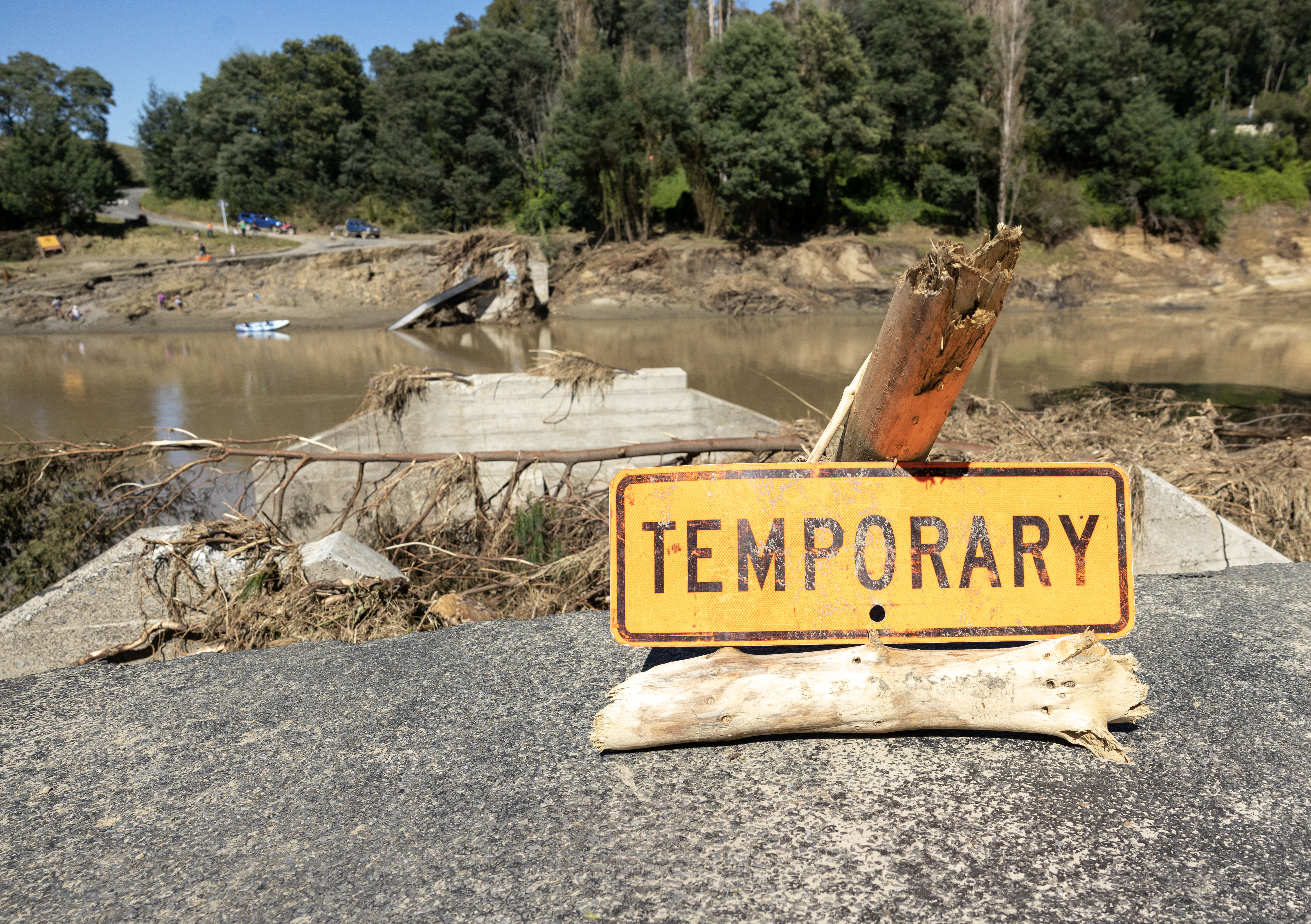 Many bridges around the Puketapu area were taken out by the raging floodwaters. Photo / Mike Scott