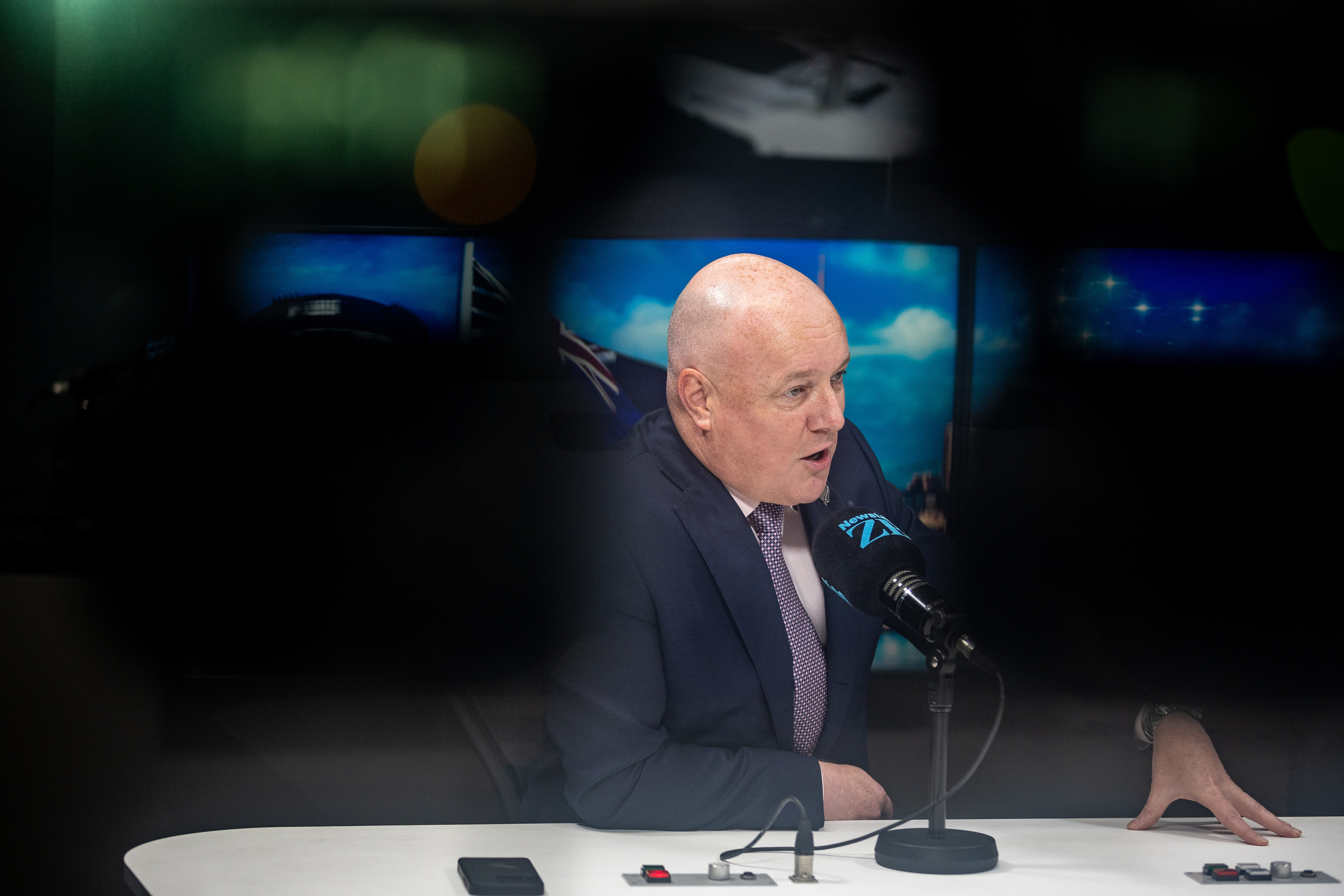 Prime Minister of New Zealand Christopher Luxon appears on Newstalk ZB Mike Hosking Breakfast.
19 May 2025, NZ Herald photograph by Michael Craig


