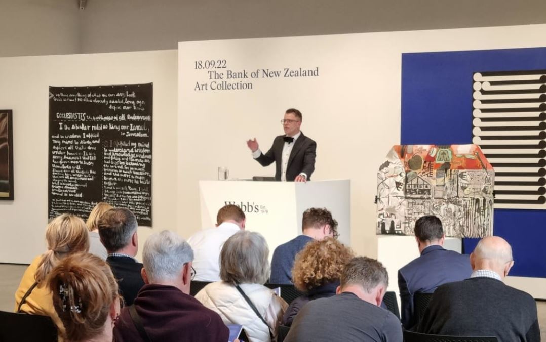 Some of the BNZ Art Collection is auctioned off at Webb's on Sunday. RNZ / Felix Walton