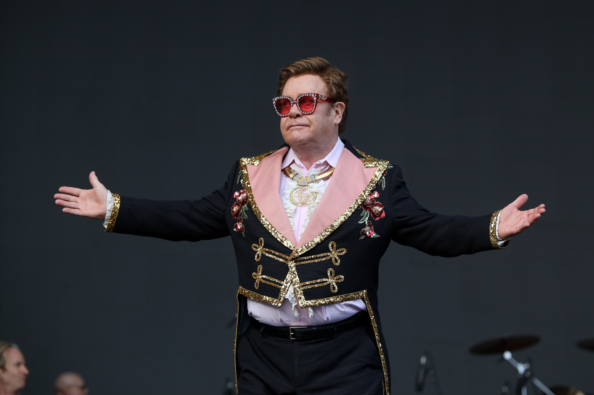 Elton John performs at Mt Smart Stadium. Photo / Dave Simpson