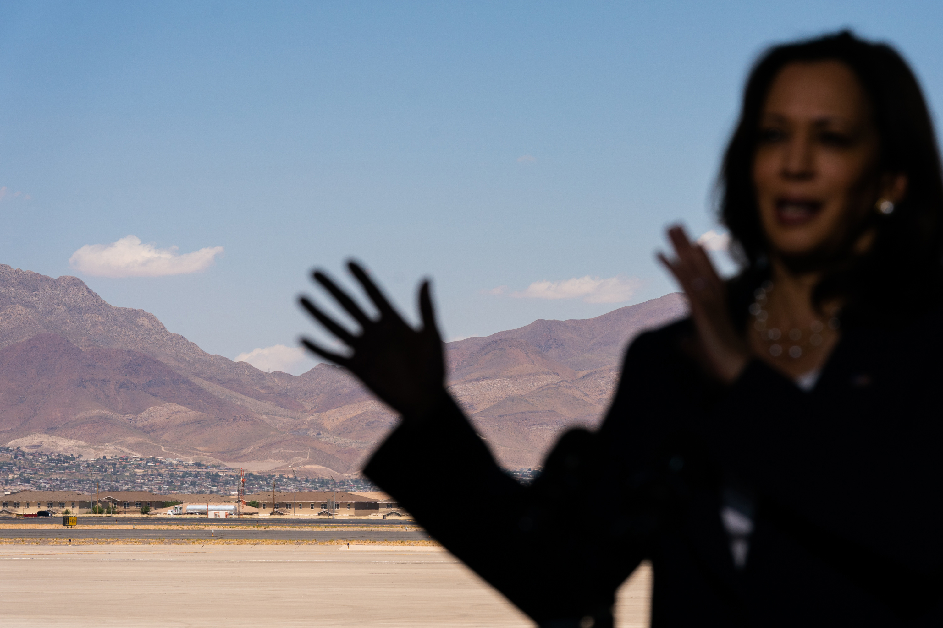Harris on a trip to the US-Mexico border in El Paso in 2021. She has become a favourite target on the issue of migration, one of the administration’s biggest liabilities. Photo / Sarahbeth Maney, The New York Times