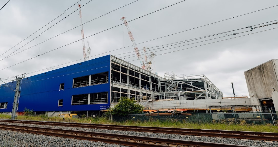 The new store as it looked at Mt Wellington in early December 2024 when around a quarter of the exterior had the distinctive colour on. Photo / Ikea