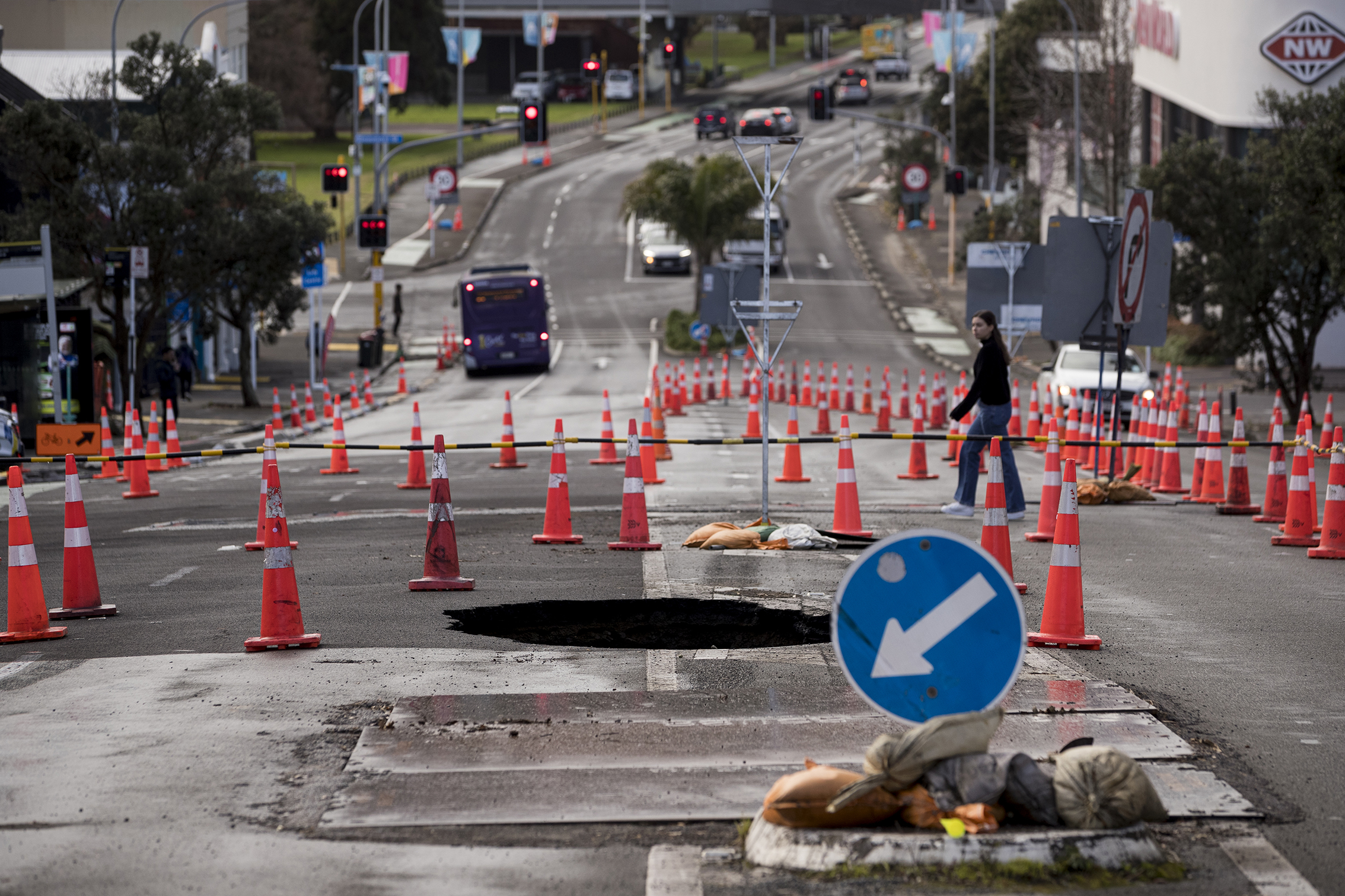 A sinkhole that opened up in central Auckland last year swallowed pieces of road. Photo / Dean Purcell