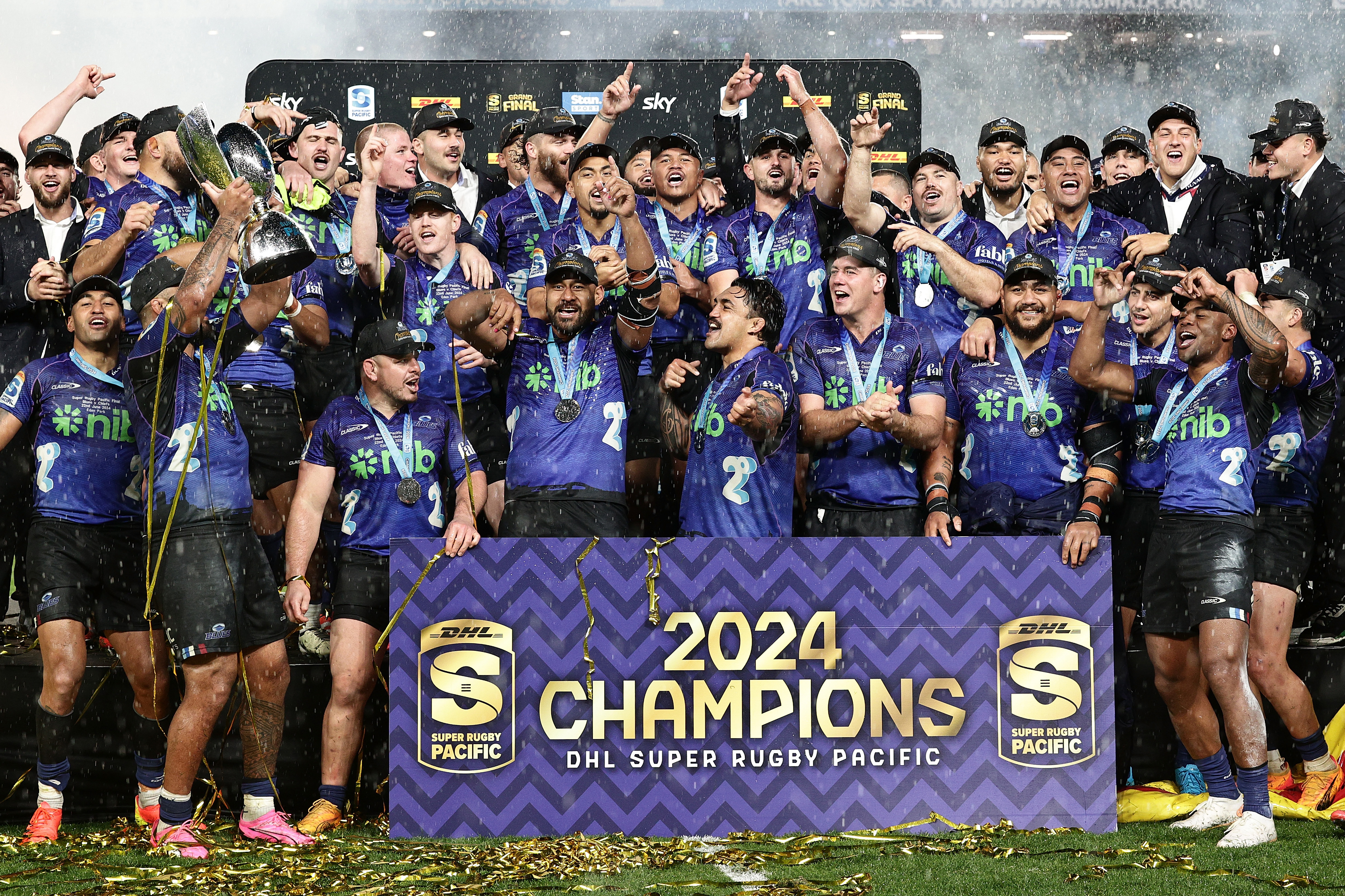 The Blues will go into the 2025 Super Rugby Pacific season looking to defend their title. Photo / Photosport