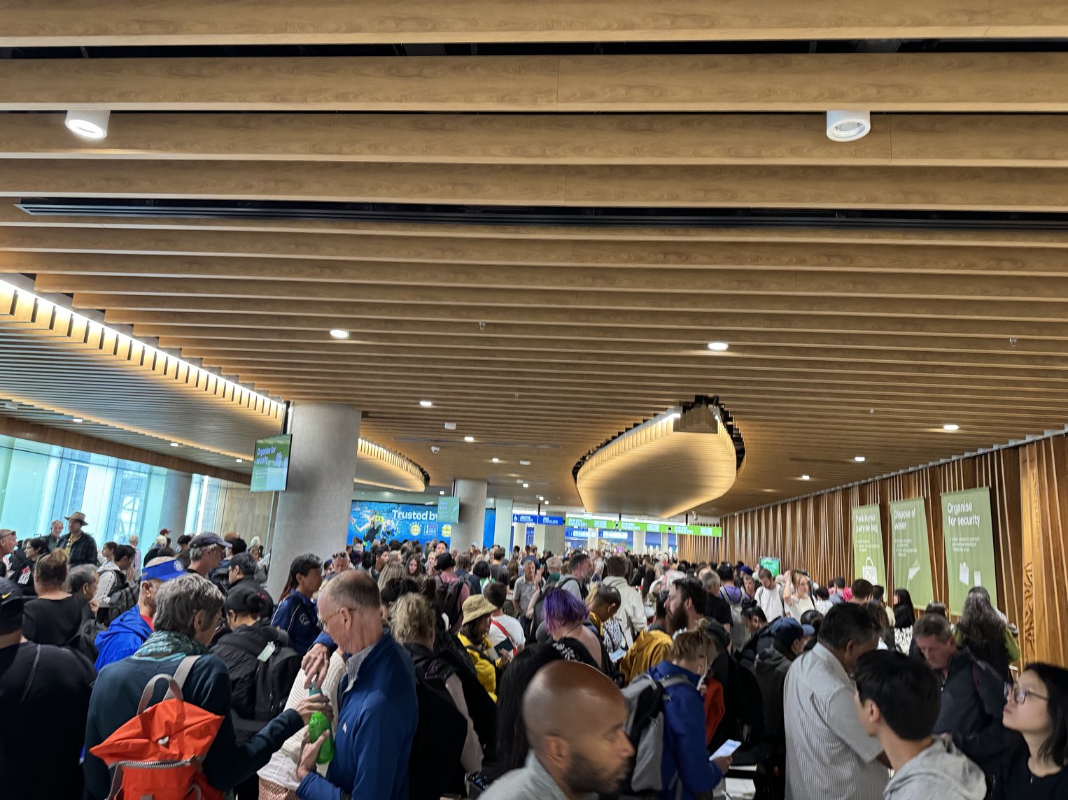 Auckland Airport passengers faced long delays in the international terminal. Photo / X