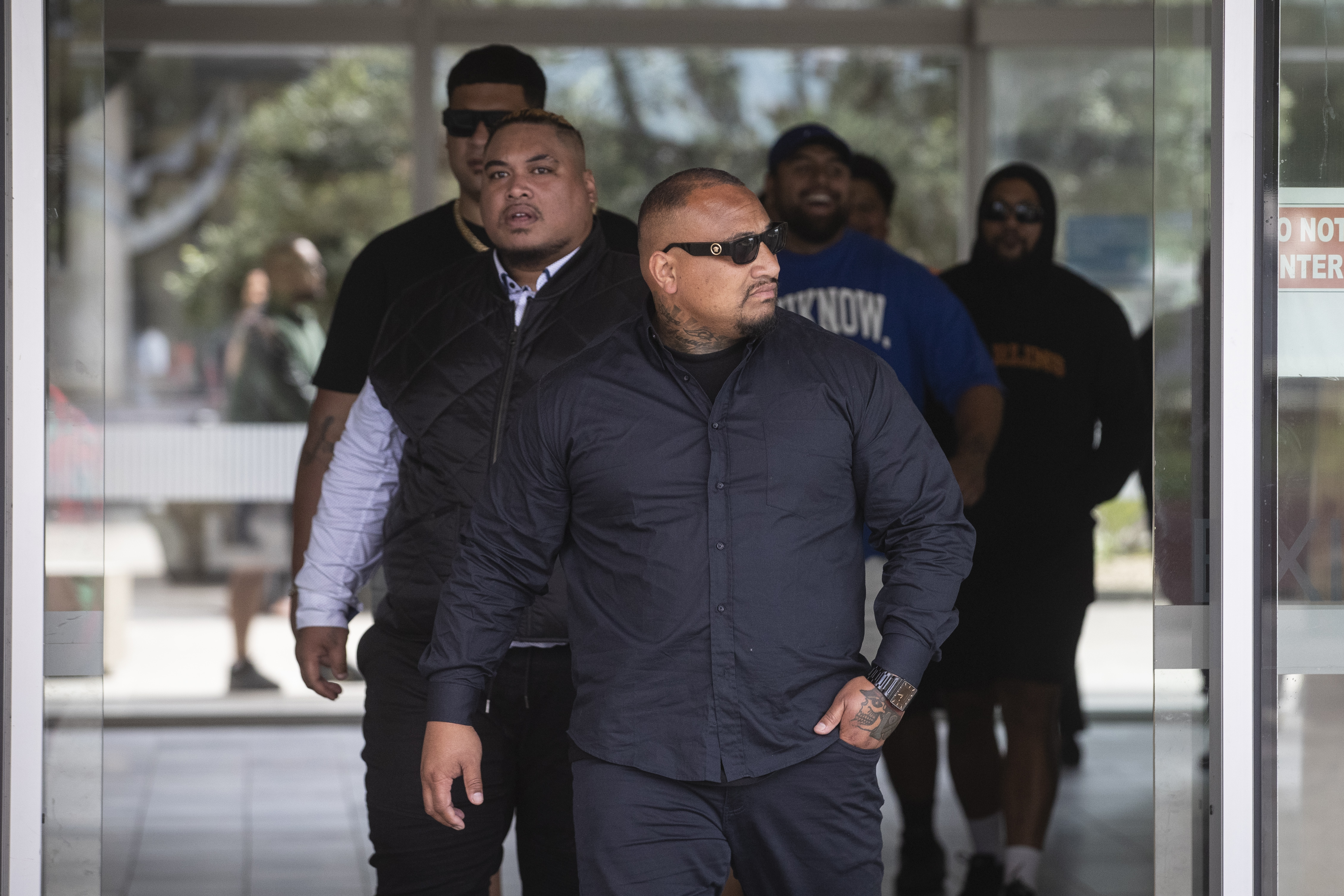 Mace Raymond Sitope, aka Ray Elise, arrived and left court with a large entourage. Photo / Jason Oxenham