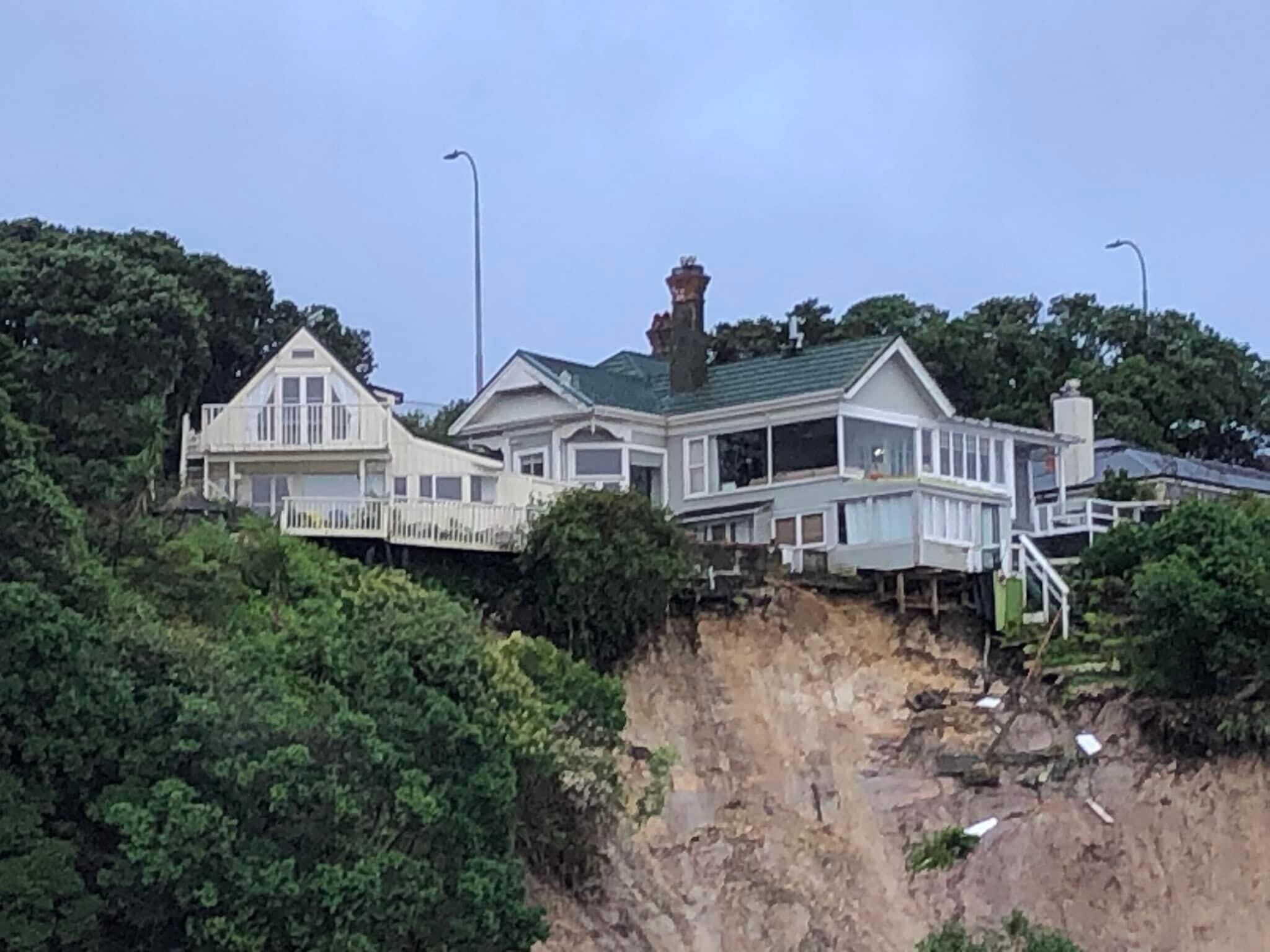 Large slip threatens homes in Northcote Point. Photo / Caleb Bird