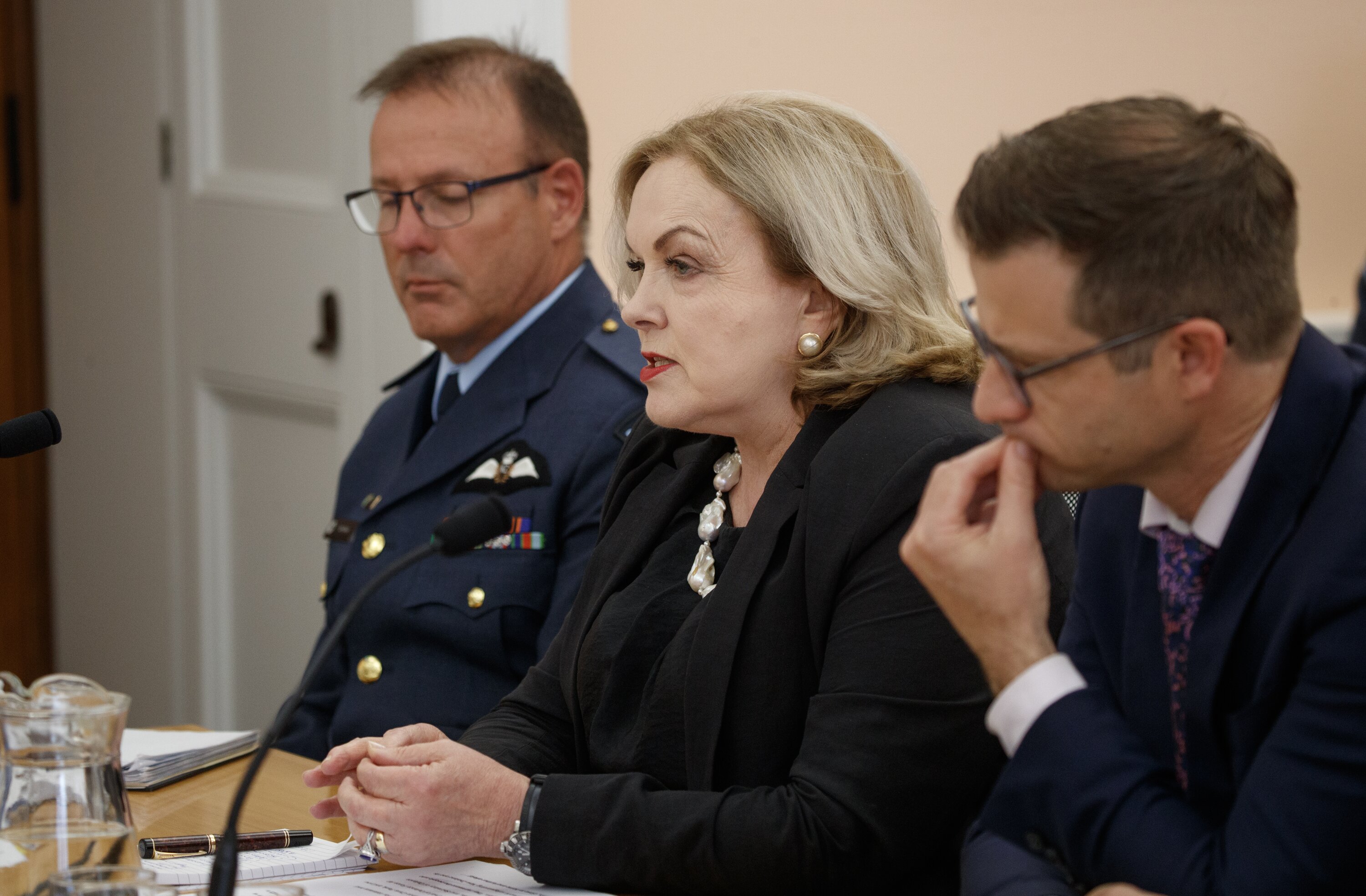 Defence Minister Judith Collins during her appearance at the Foreign Affairs, Defence and Trade Select Committee hearing at Parliament, December 3, 2024. Photo / Mark Mitchell



