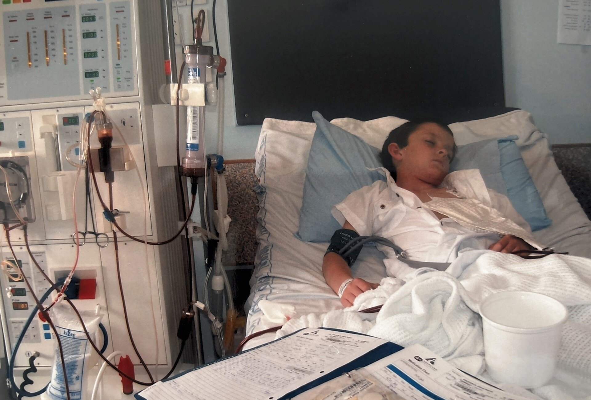 Elliott Goldfinch after his first kidney transplant at Starship Hospital. Around 500 New Zealanders are waiting for a kidney transplant.