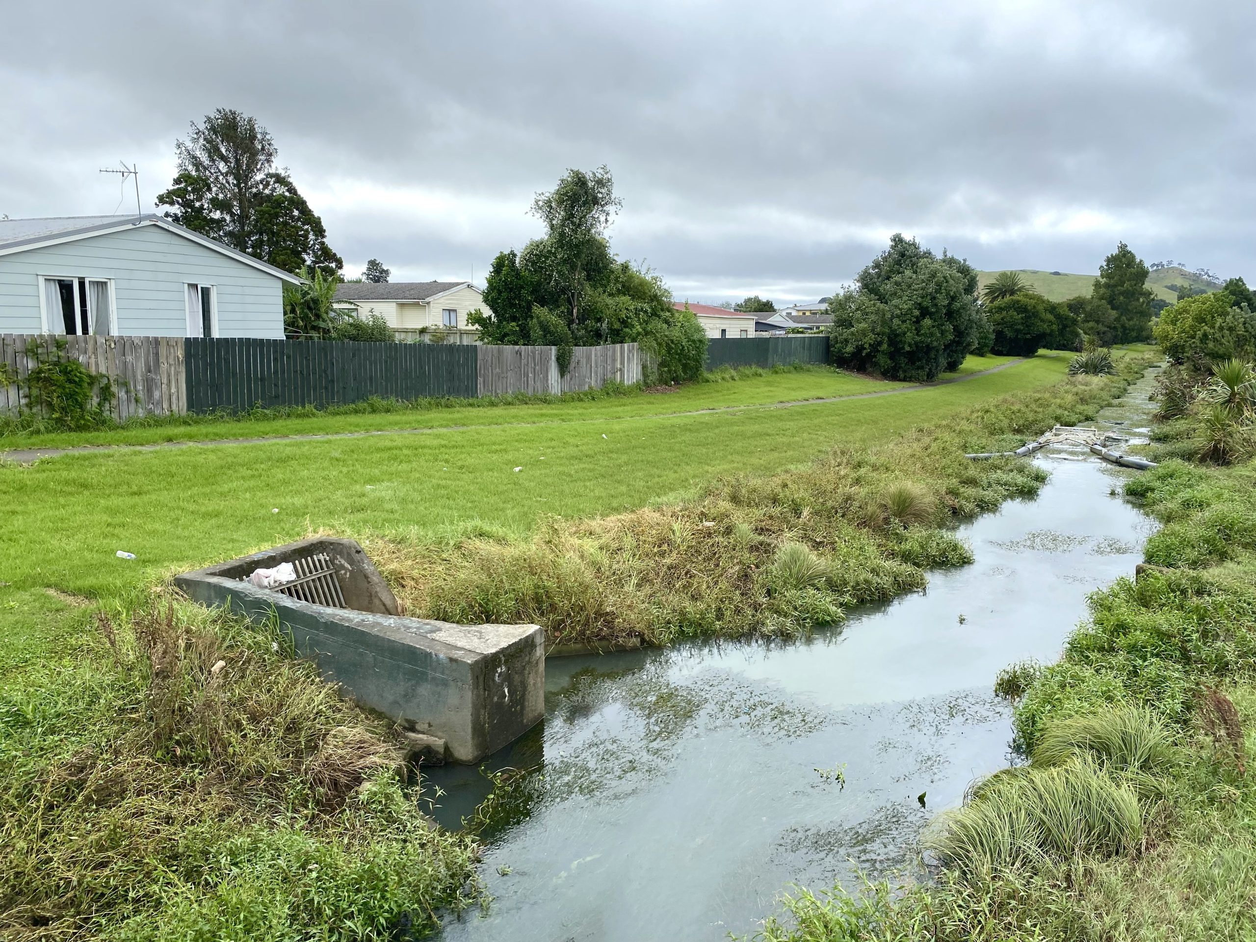 Kāinga Ora homes in Māngere's Ventura St, Pito Place and Elmdon St are less than 100m from Te Ararata Creek, which regularly floods during bad weather. Photo / LDR