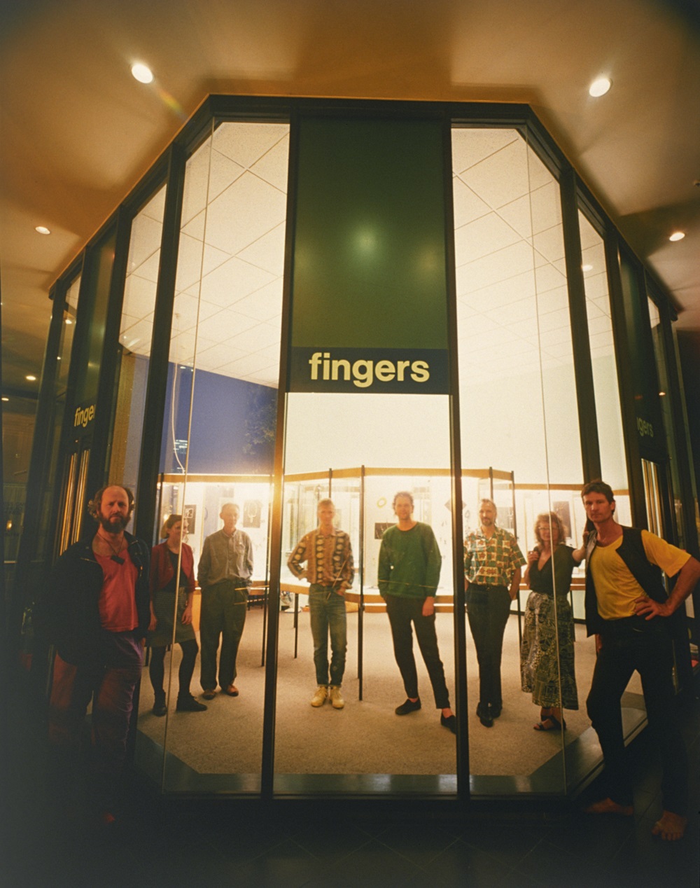 Fingers founders Paul Annear, Andrea Daly, Alan Preston, Nick Charlton, Warwick Freeman, Michael Couper, Ruth Baird and Roy Mason in 1988.