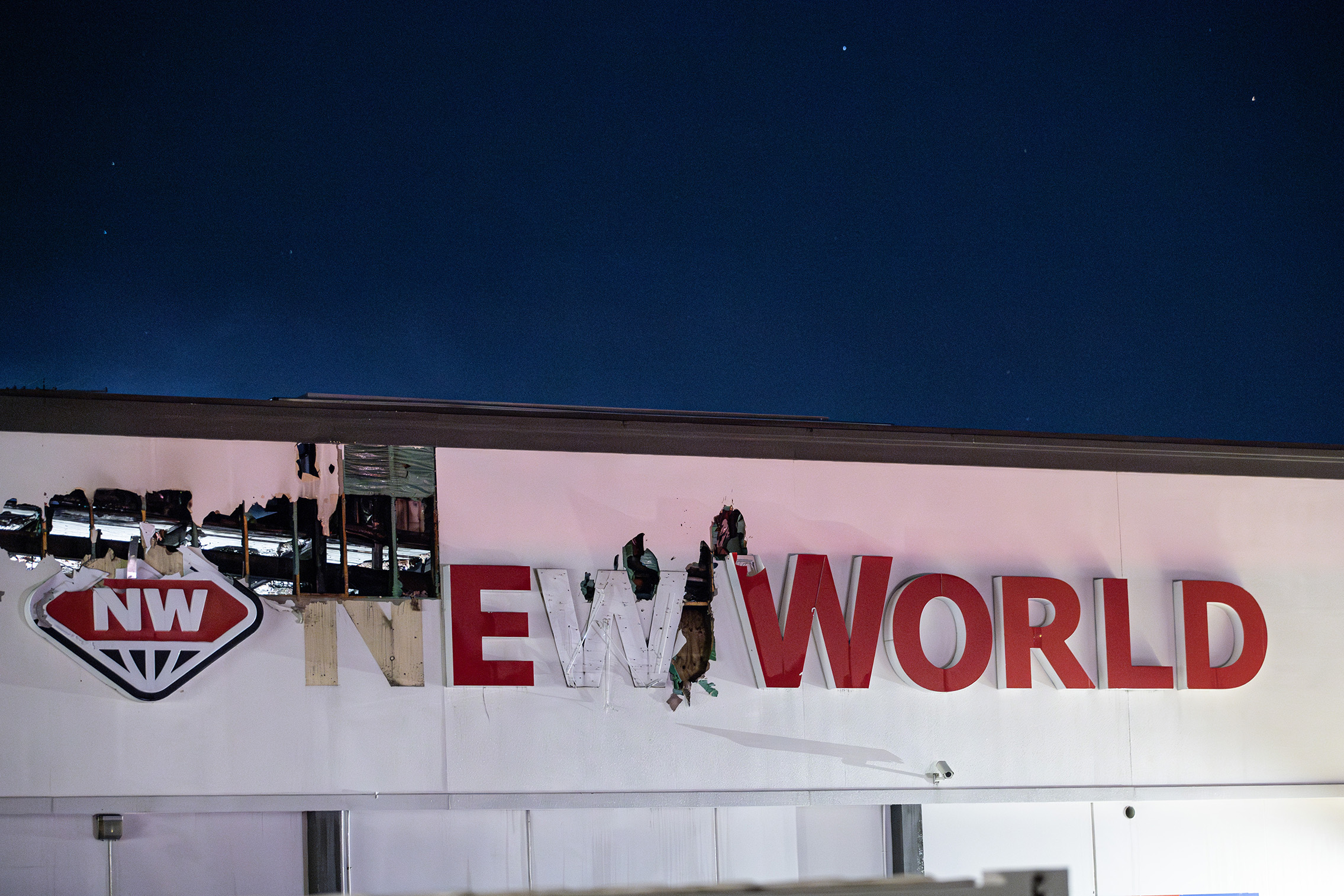 Firefighters contained the blaze at New World Victoria Park yesterday. Photo / Hayden Woodward