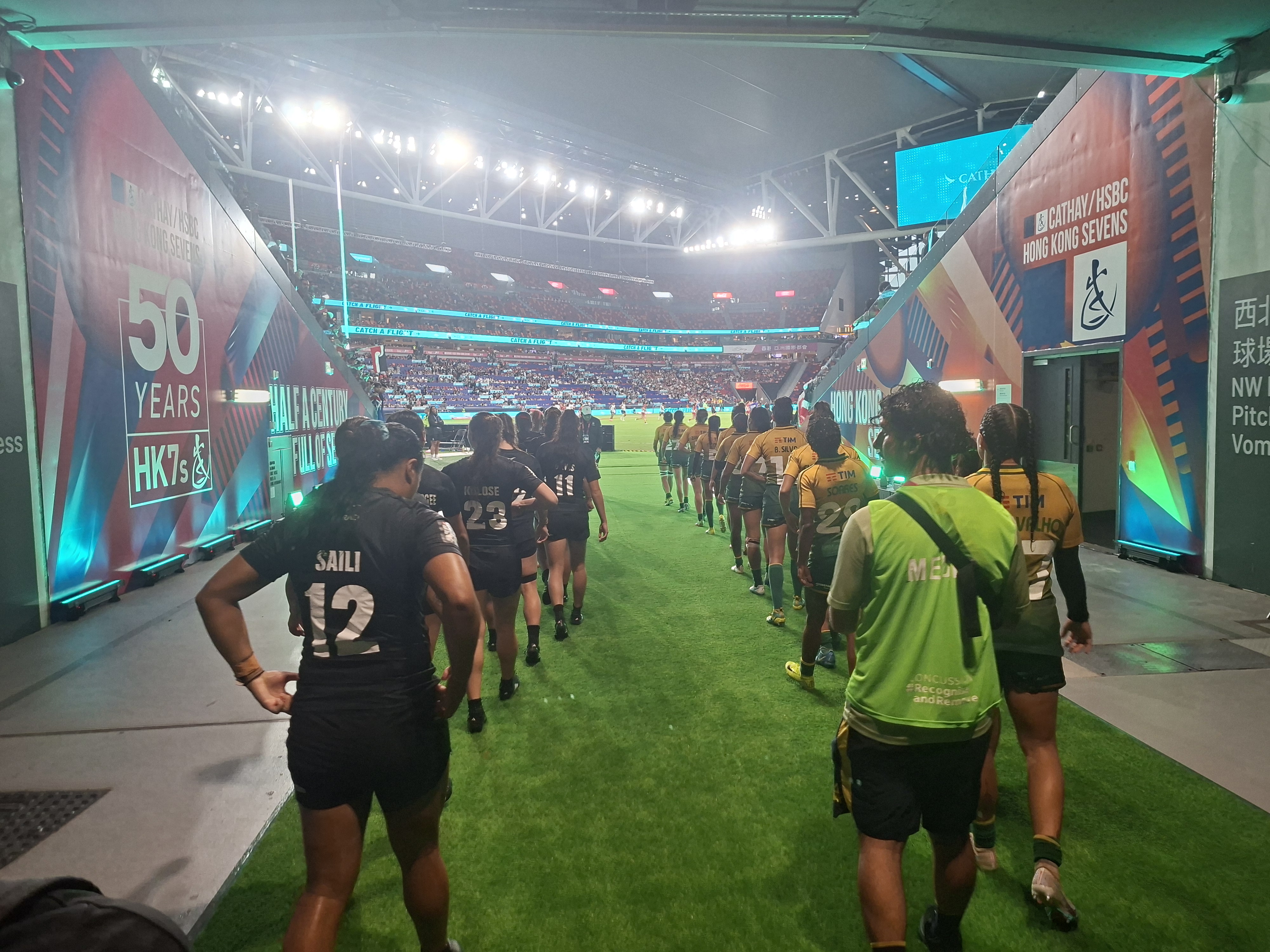 The Black Ferns Sevens before their first match in Hong Kong. Photo / Samuel Sherry