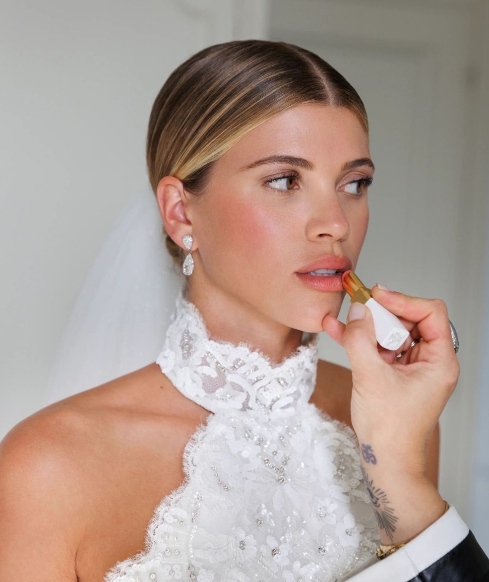 For her 2023 wedding, Sofia Richie wore Chanel Rouge Coco Baume Hydrating Beautifying Tinted Lip Balm.