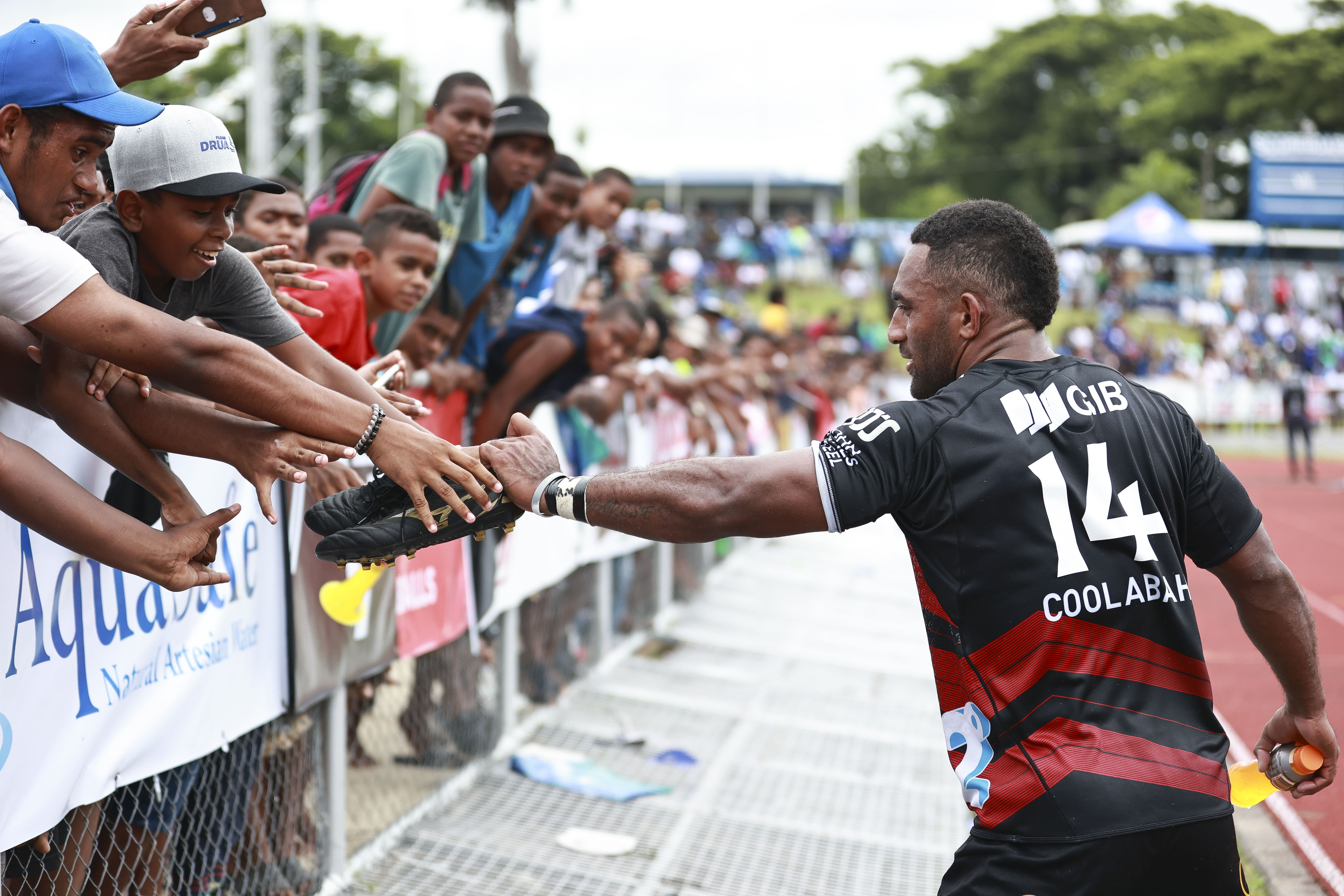 Drua fans connect with Fijian CrusadersSevu Reece after the Super Rugby Pacific in Lautoka. Photo / SmartFrame