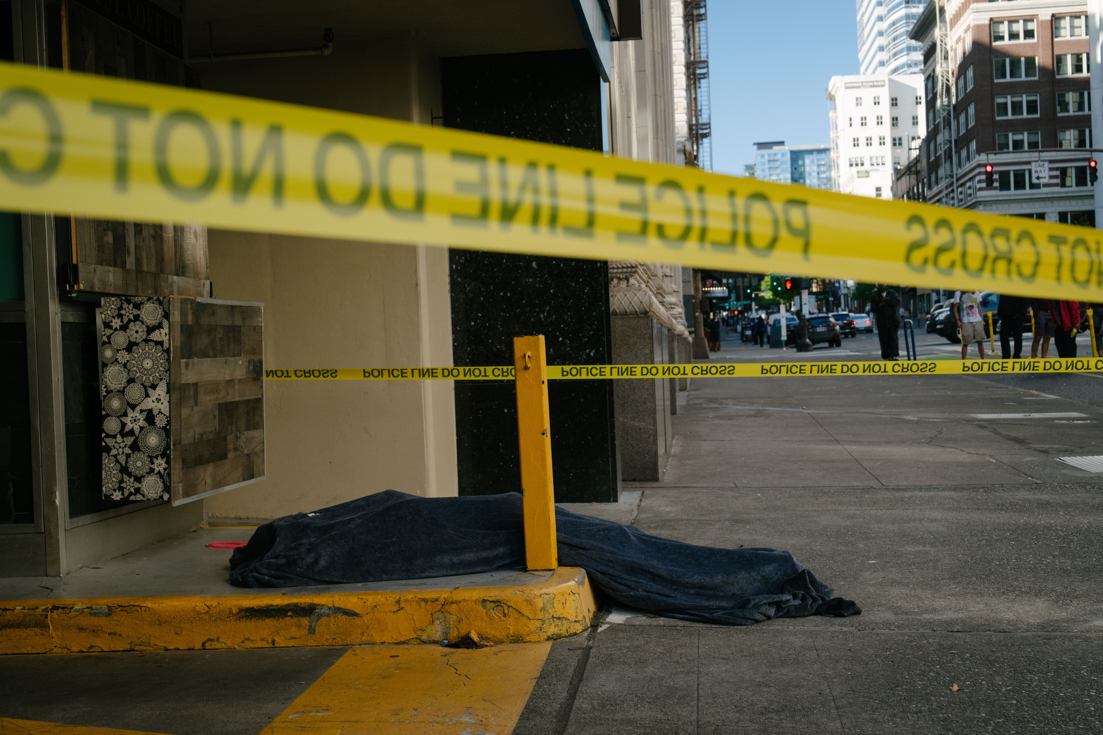 The body of a suspected drug overdose victim in downtown Portland, Oregon, on July 26, 2023. Photo / Erin Schaff, The New York Times