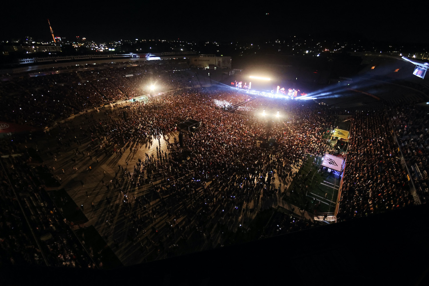 From the rooftop Six60 perform at Eden Park. Photo / Getty Images