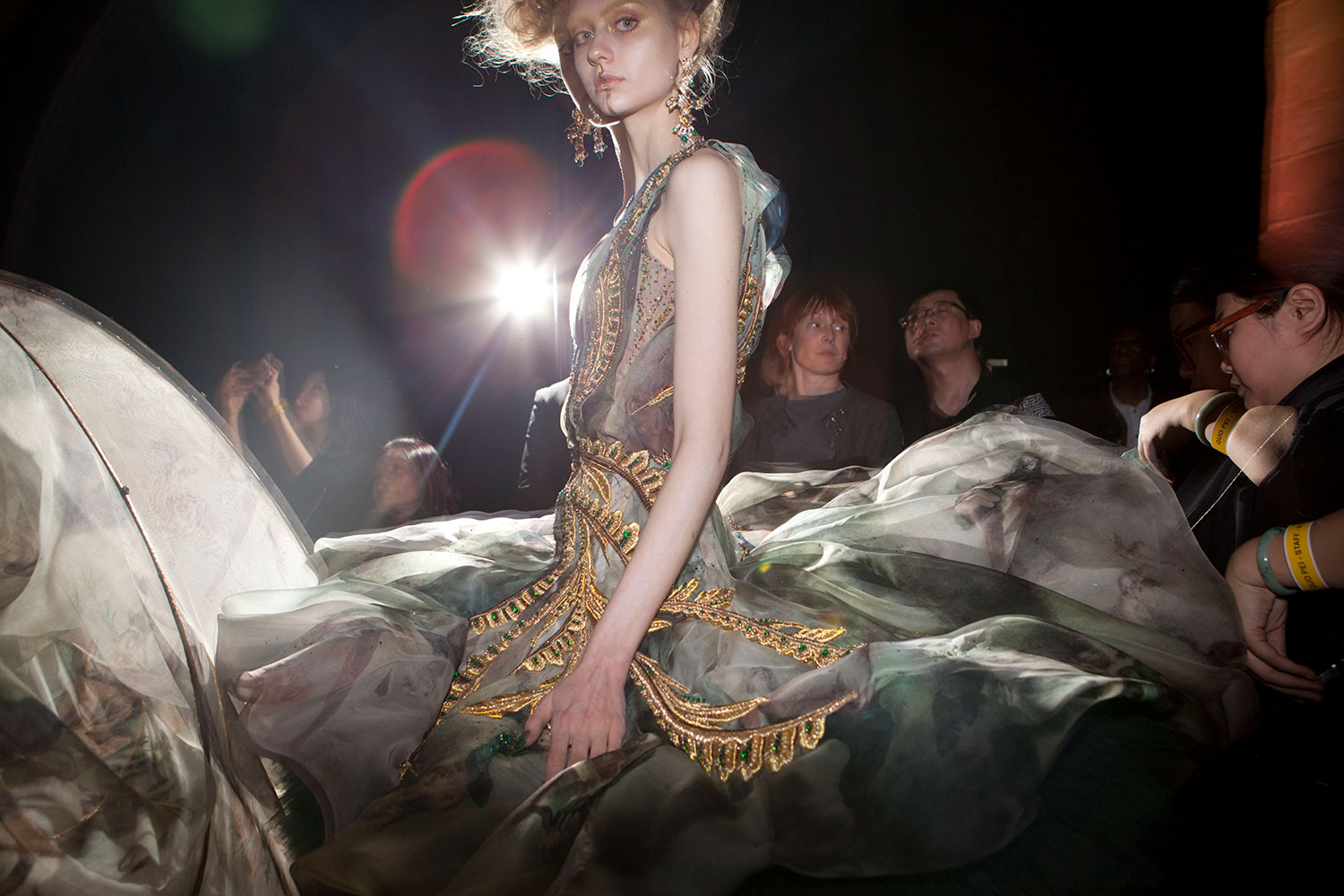 Guo Pei backstage, spring/summer 2017 couture. Photo / Supplied