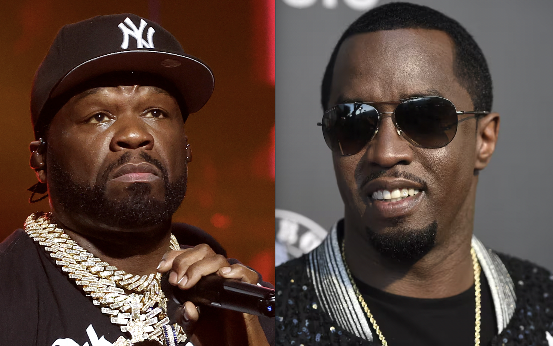 50 Cent has hit out at his rap rival Diddy after a violent video of the rapper attacking his girlfriend was released on CNN. Photo / Getty Images, AP