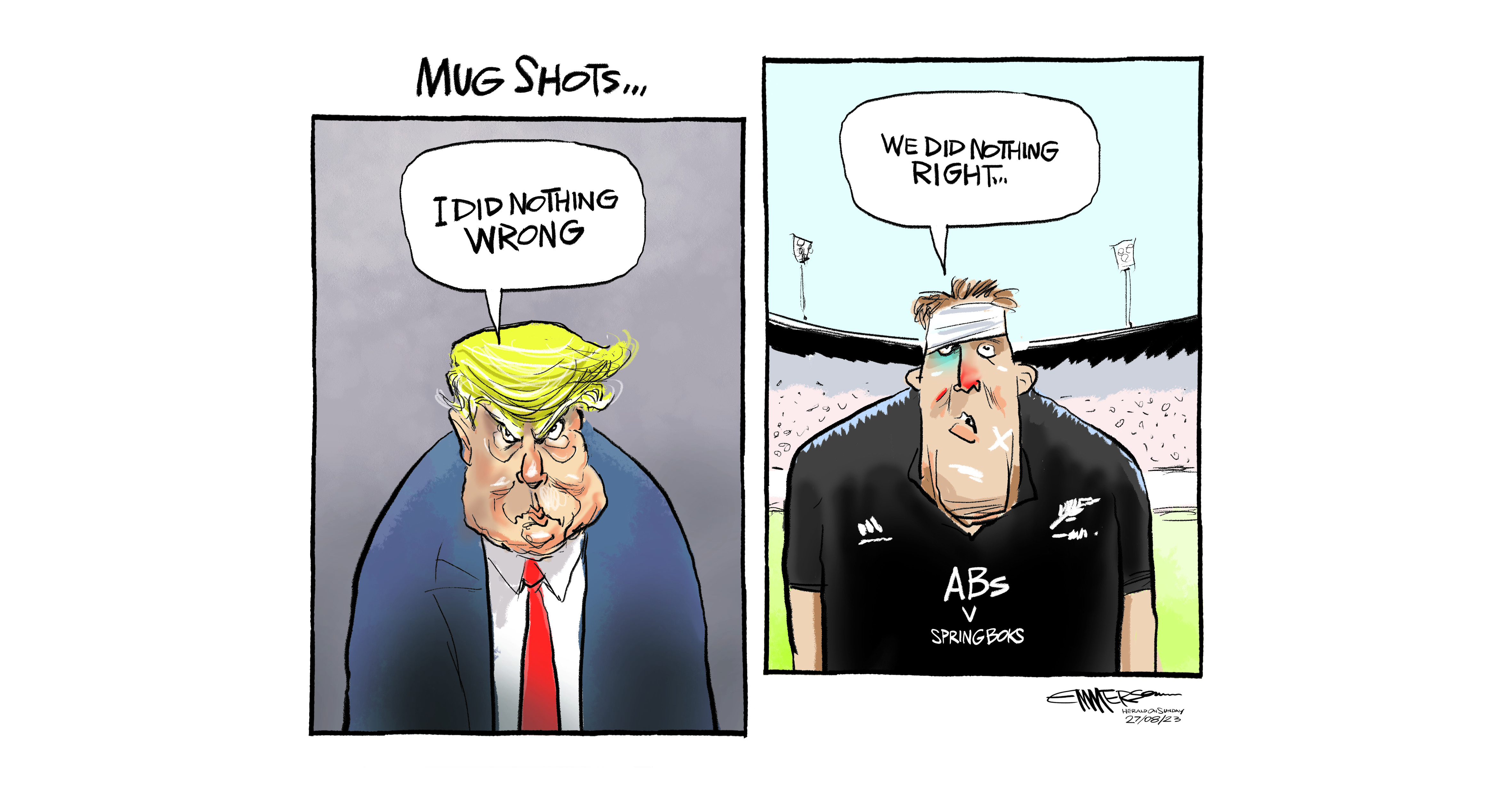 The All Blacks' flop at Twickenham came at the same time that Donald Trump became the first US President charged with racketeering. Image / Rod Emmerson