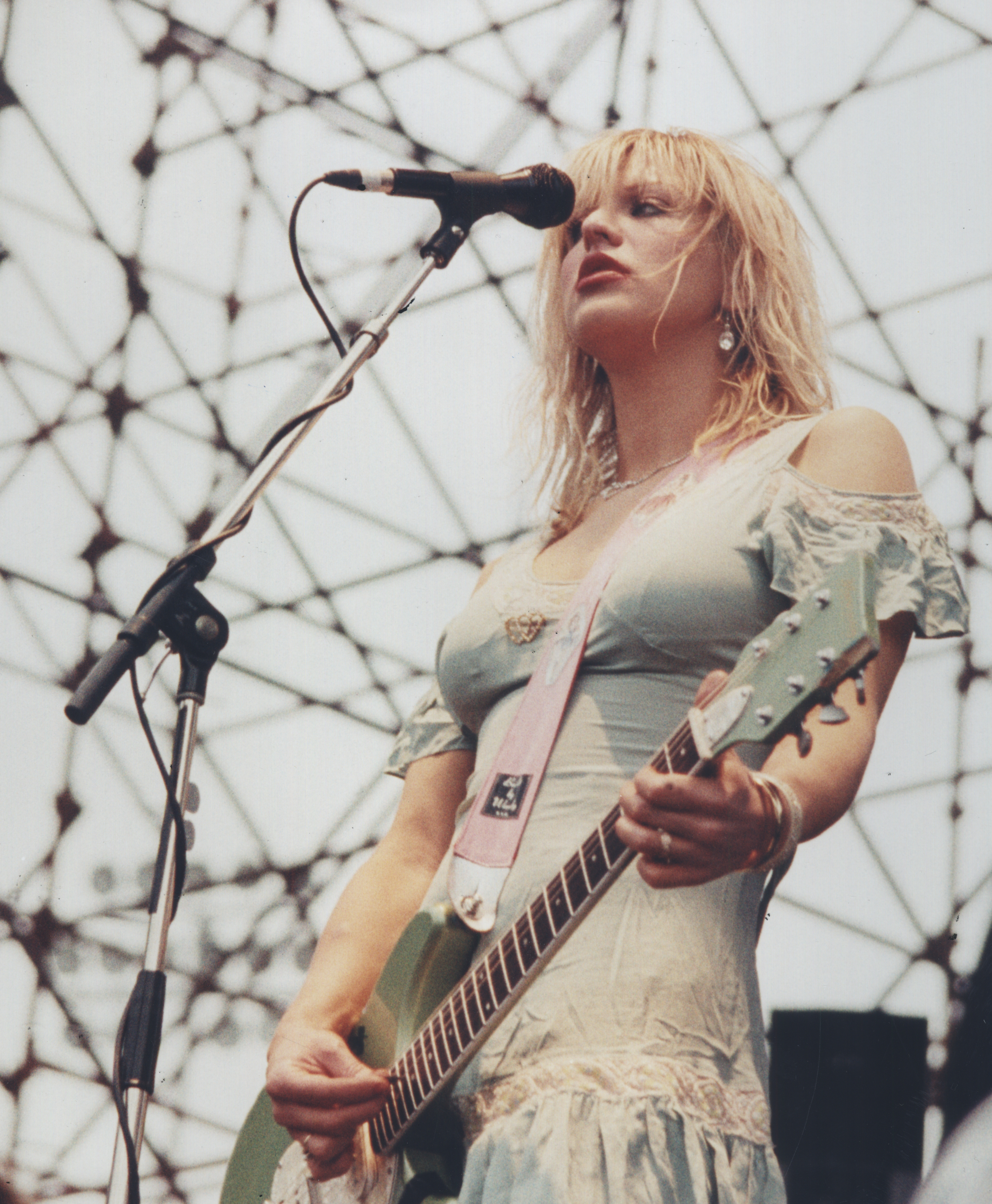 Courtney Love performs with her band Hole at the Big Day Out in 1995, just months after her husband Nirvana singer Kurt Cobain's death. Photo / Becky Nunes