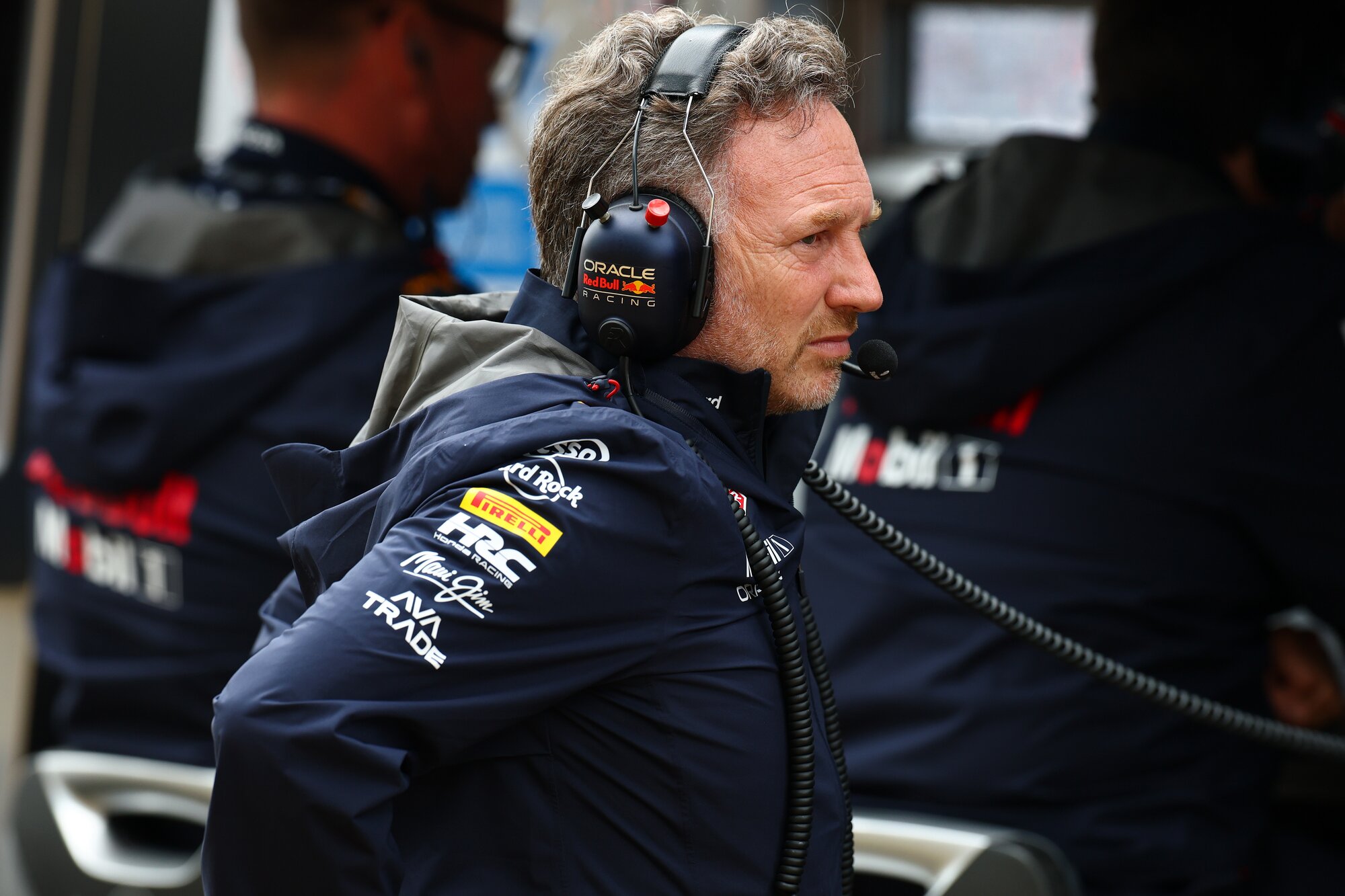 NORTHAMPTON, ENGLAND - JULY 06: Christian Horner, Team Principal of Oracle Red Bull Racing looks on during the F1 Grand Prix of Great Britain at Silverstone Circuit on July 06, 2025 in Northampton, England. (Photo by Mark Thompson/Getty Images) // Getty Images / Red Bull Content Pool // SI202507060281 // Usage for editorial use only //  NORTHAMPTON, ENGLAND - JULY 06: Christian Horner, Team Principal of Oracle Red Bull Racing looks on during the F1 Grand Prix of Great Britain at Silverstone Circuit on July 06, 2025 in Northampton, England. (Photo by Mark Thompson/Getty Images)