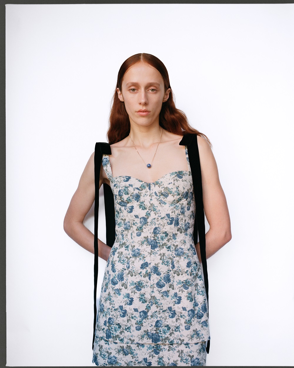 Charlotte Moffatt wears Florence & Fortitude dress and Meadowlark pendant. Photo / Rob Tennent