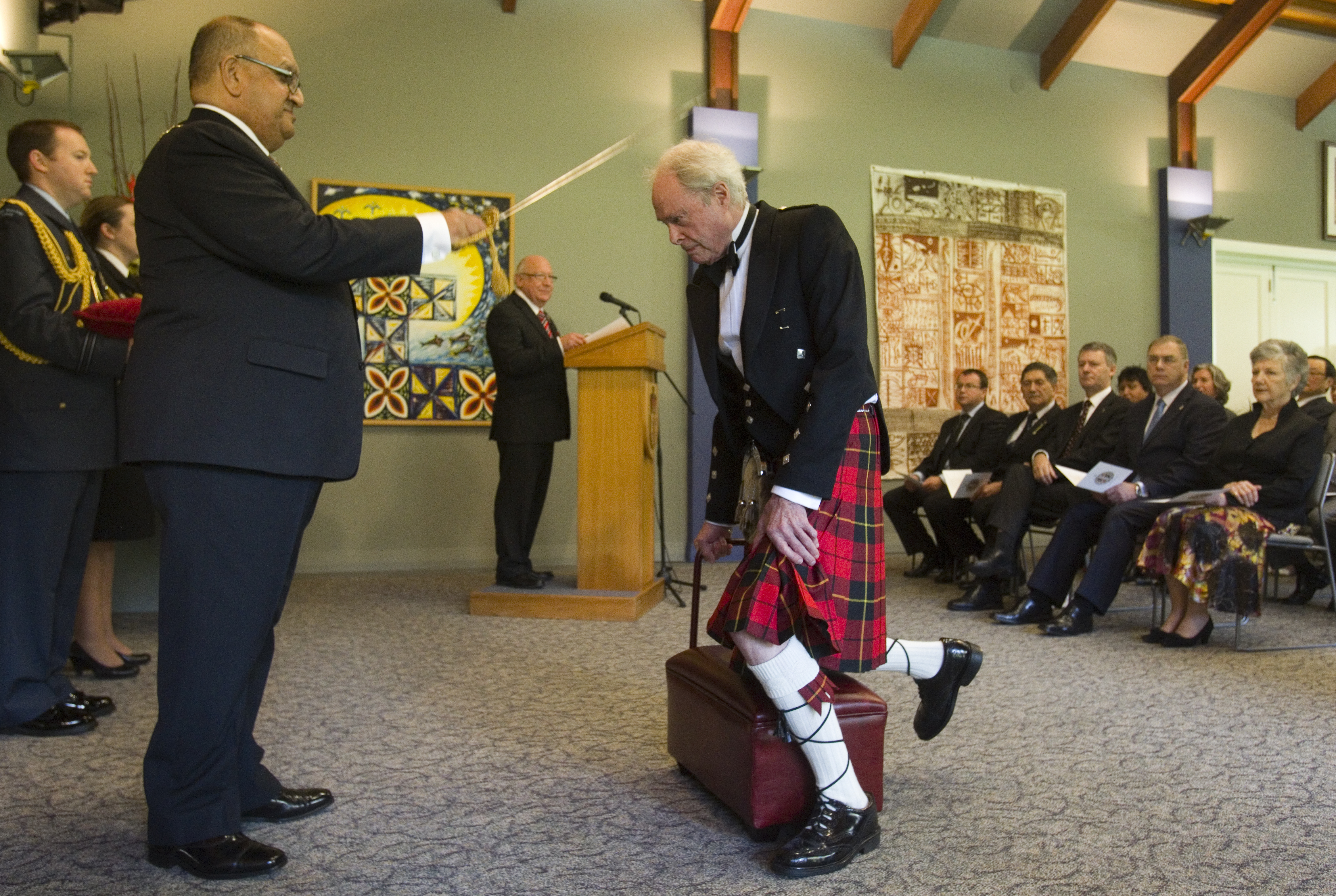 Sir James Wallace was dubbed a Knight Companion of the New Zealand Order of Merit by the Governor-General Sir Anand Satyanand in 2011. Photo / Paul Estcourt
