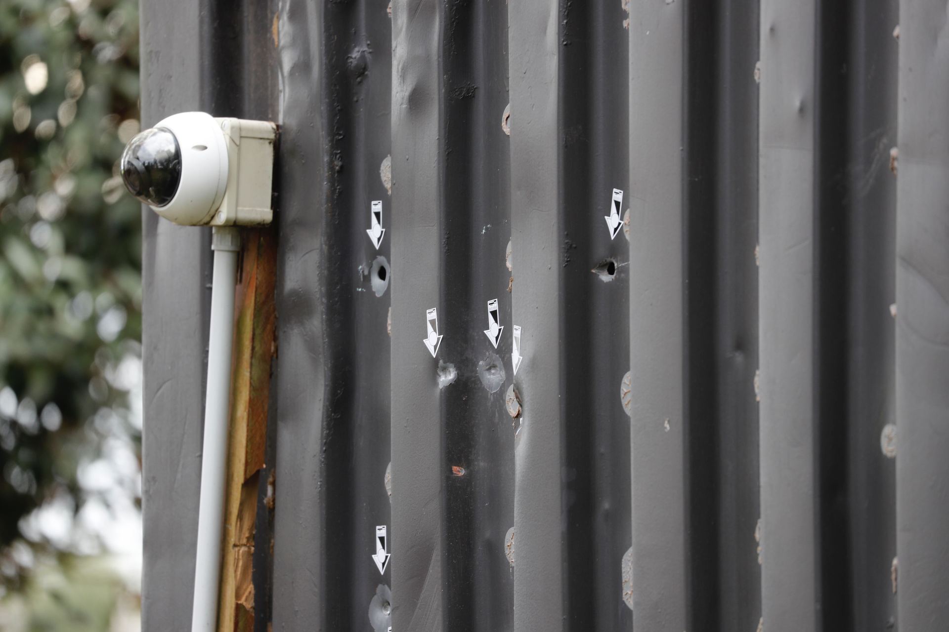 Bullet holes at the scene of the shooting on Gibbs Road, Manurewa. Photo / Dean Purcell