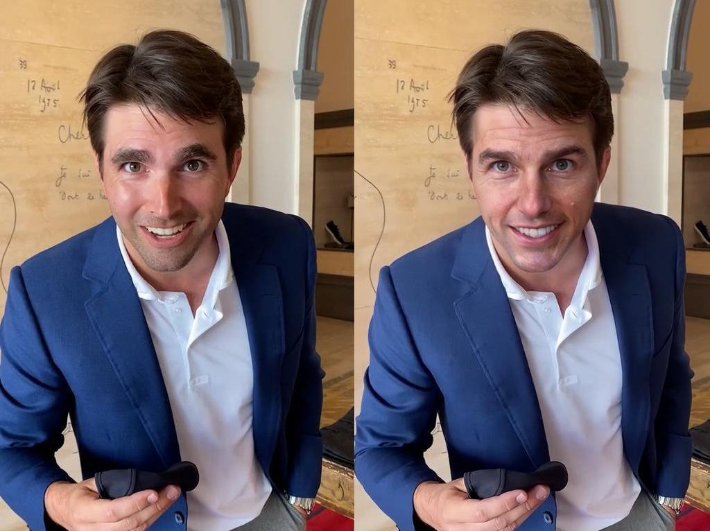 A deepfake shows the transition from actor Miles Fisher to Tom Cruise. Fisher has used the technology to impersonate the actor on TikTok. The social network said Fisher's clips were within its parody rules. Image / TikTok